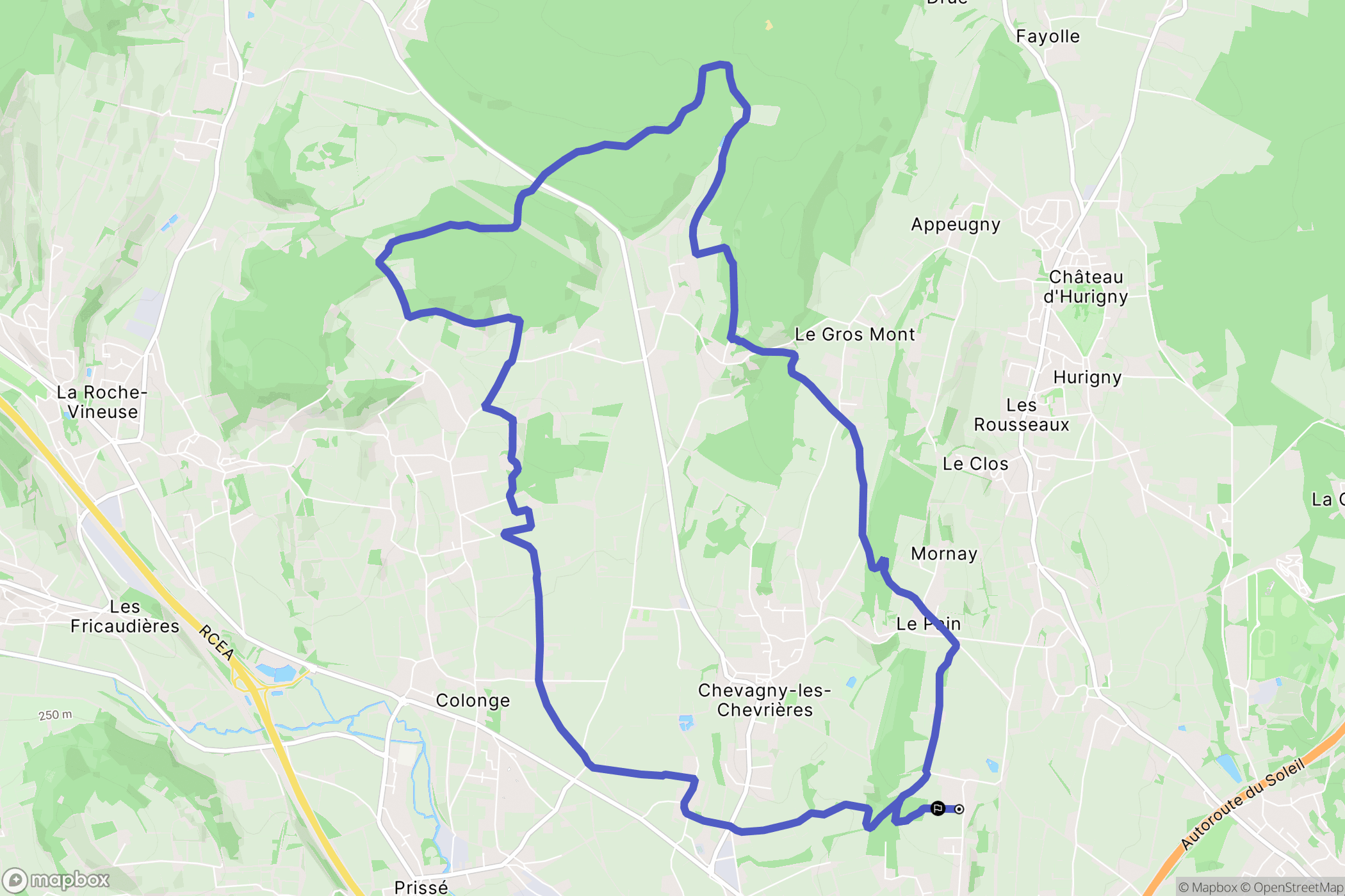Mâcon : carte du parcours de randonnée - France