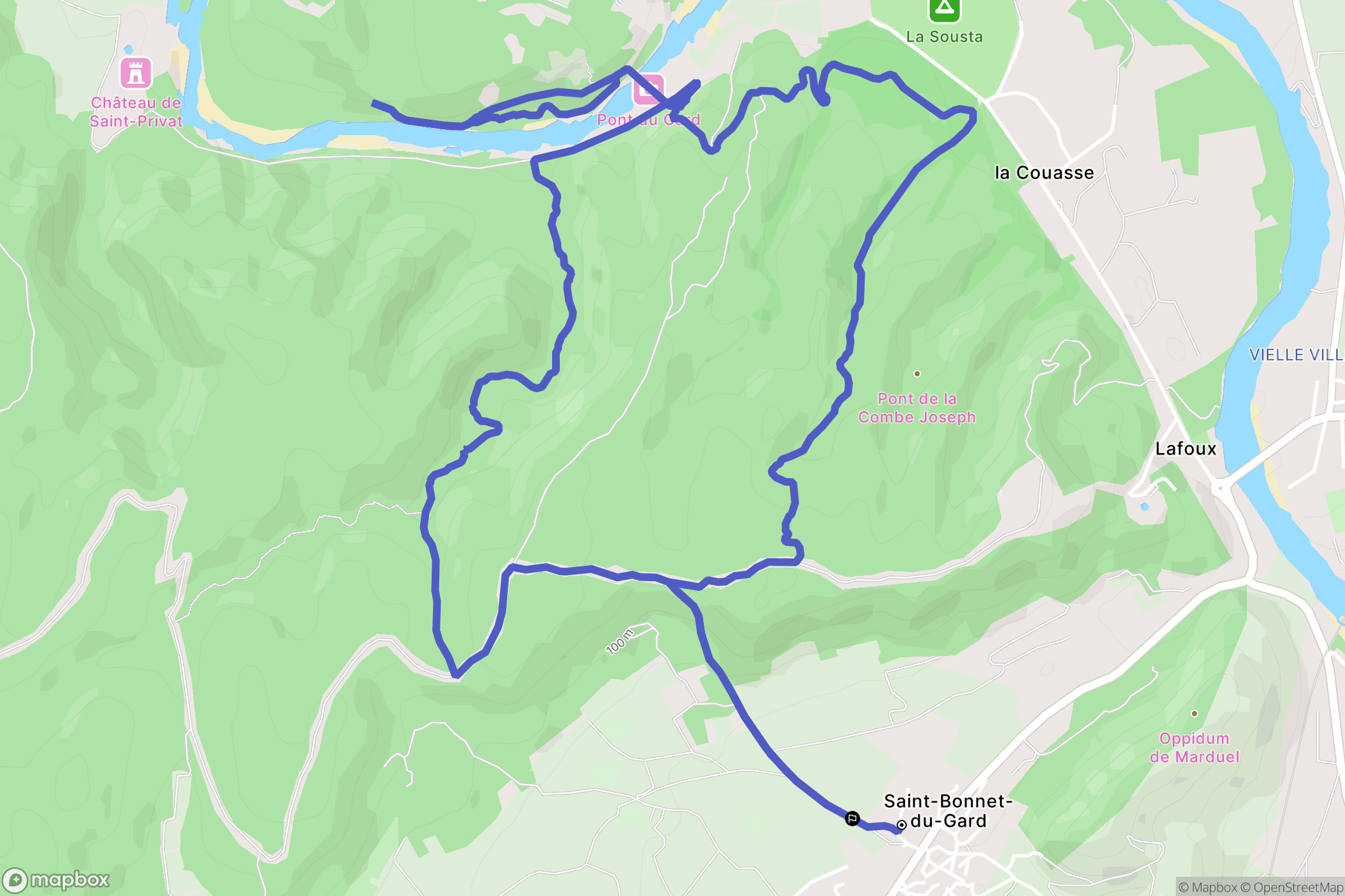 Saint-Bonnet-du-Gard : carte du parcours de randonnée - France