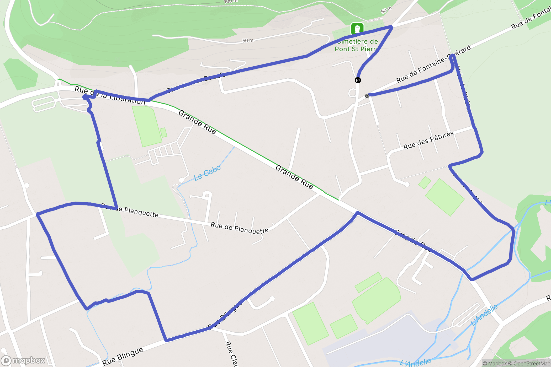 Pont-Saint-Pierre : carte du parcours de randonnée - France