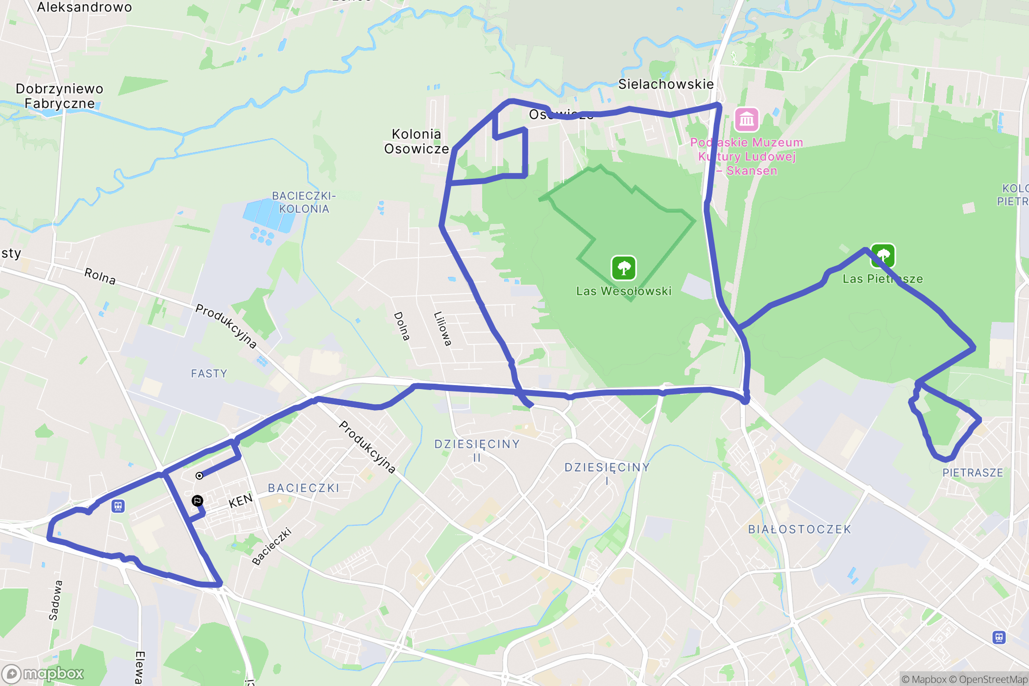 Białystok: mapa trasy - Poland
