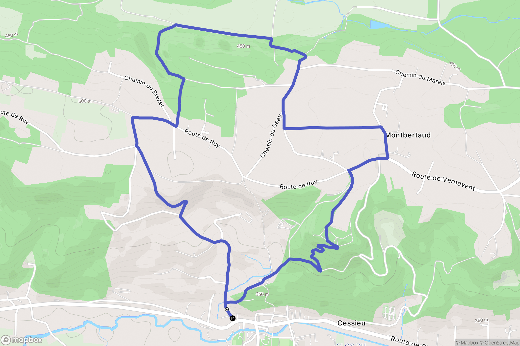 Cessieu : carte du parcours de randonnée - France