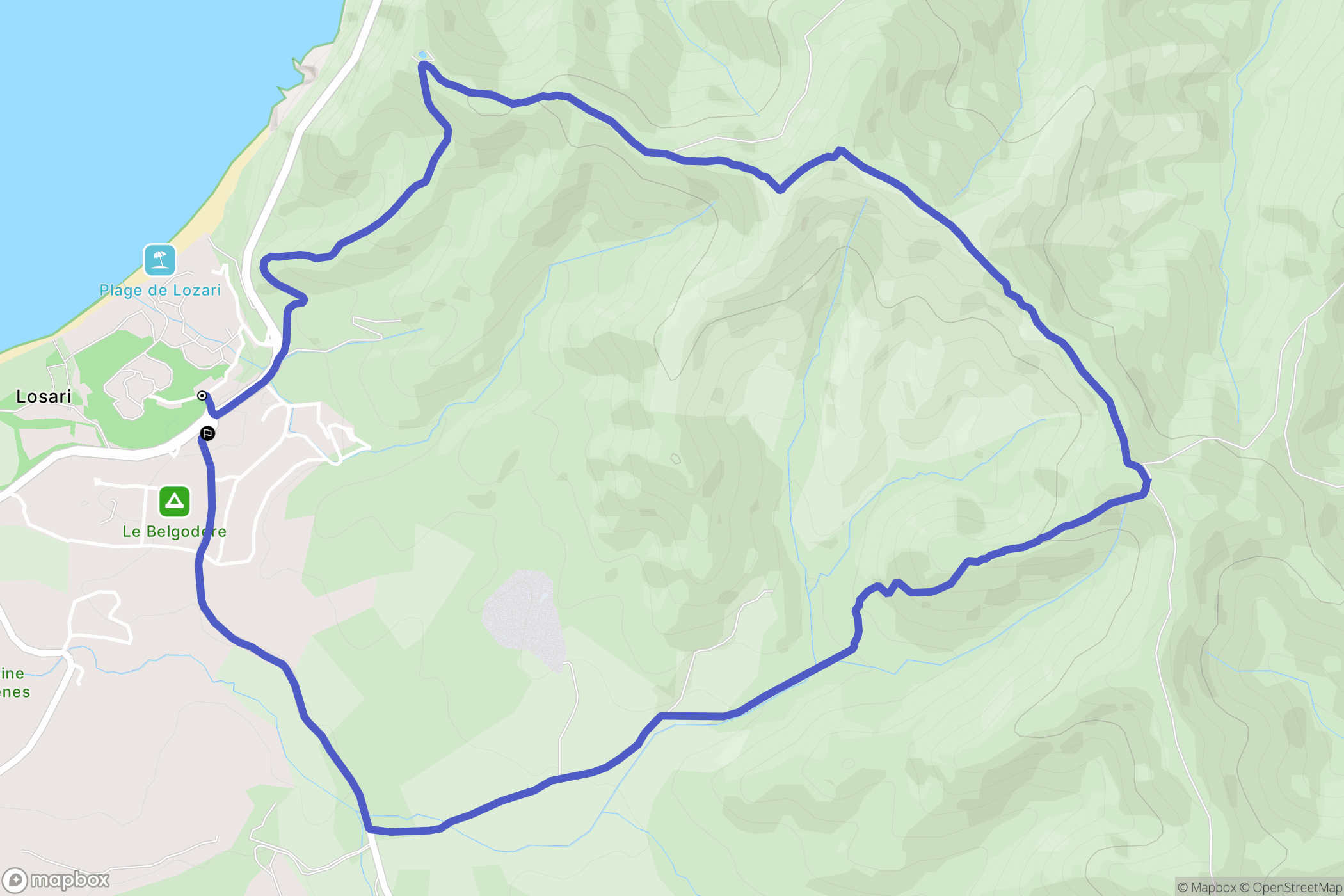 Belgodère : carte du parcours de randonnée - France