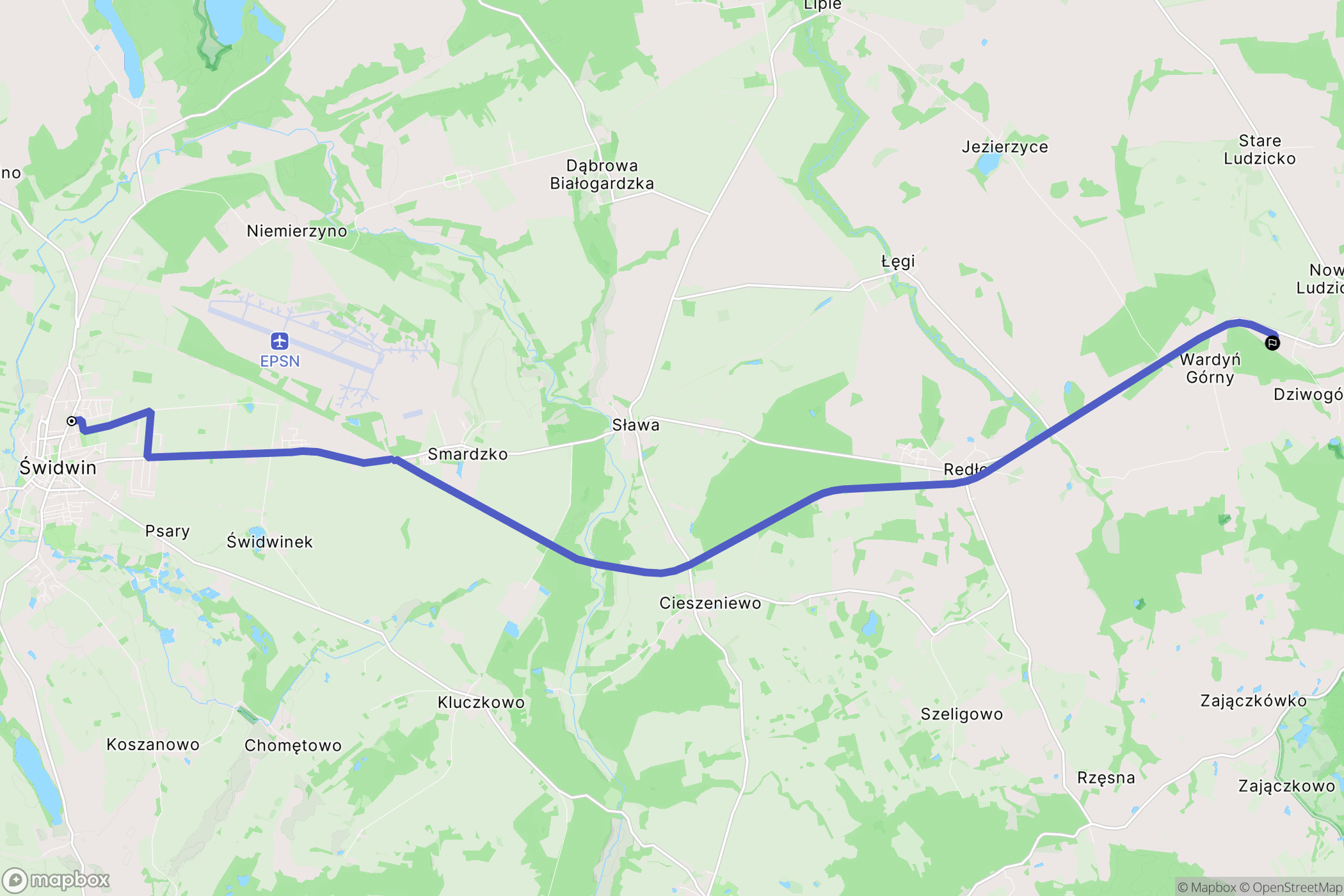 Świdwin: mapa trasy - Poland