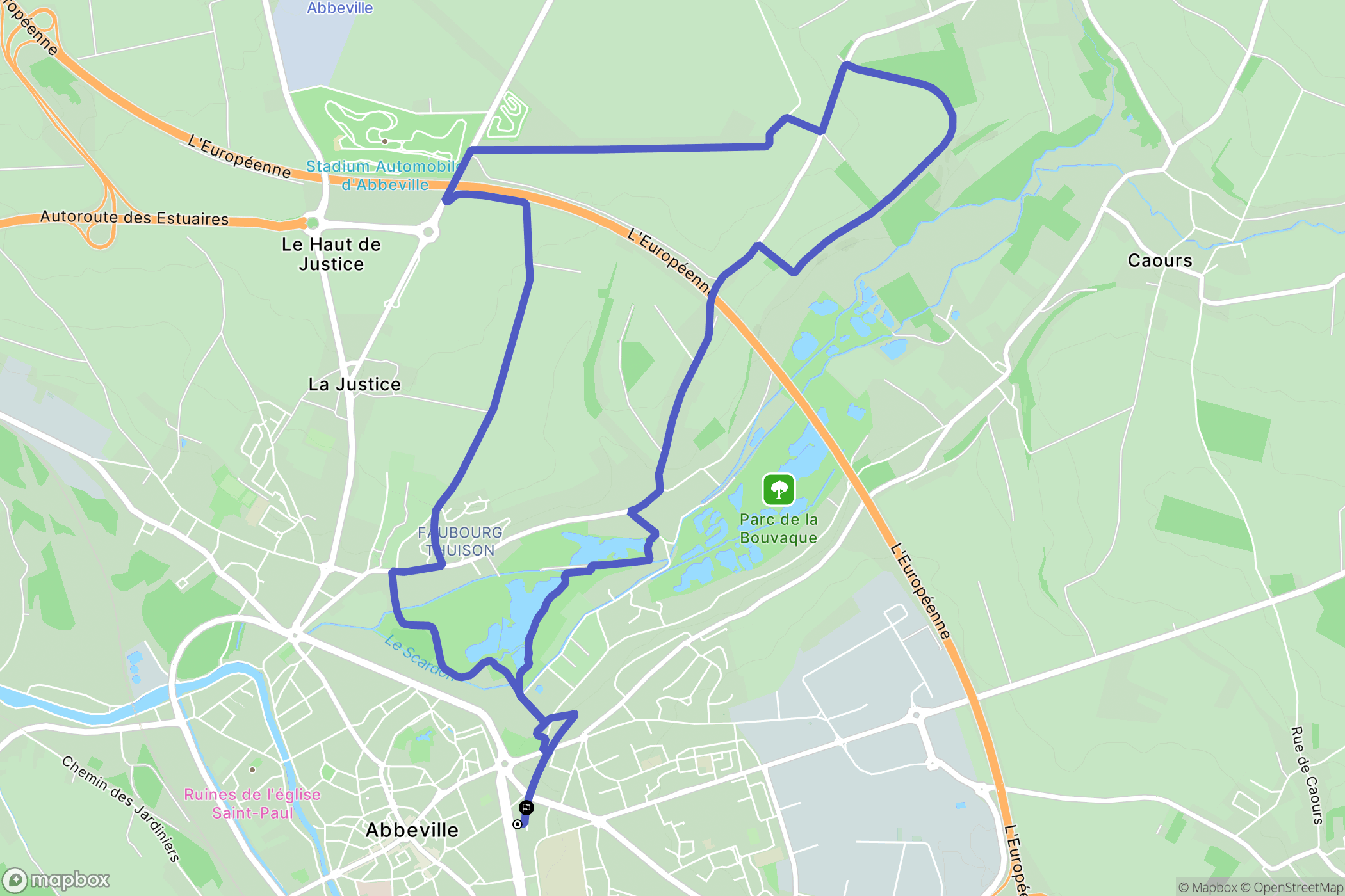Abbeville : carte du parcours de randonnée - France
