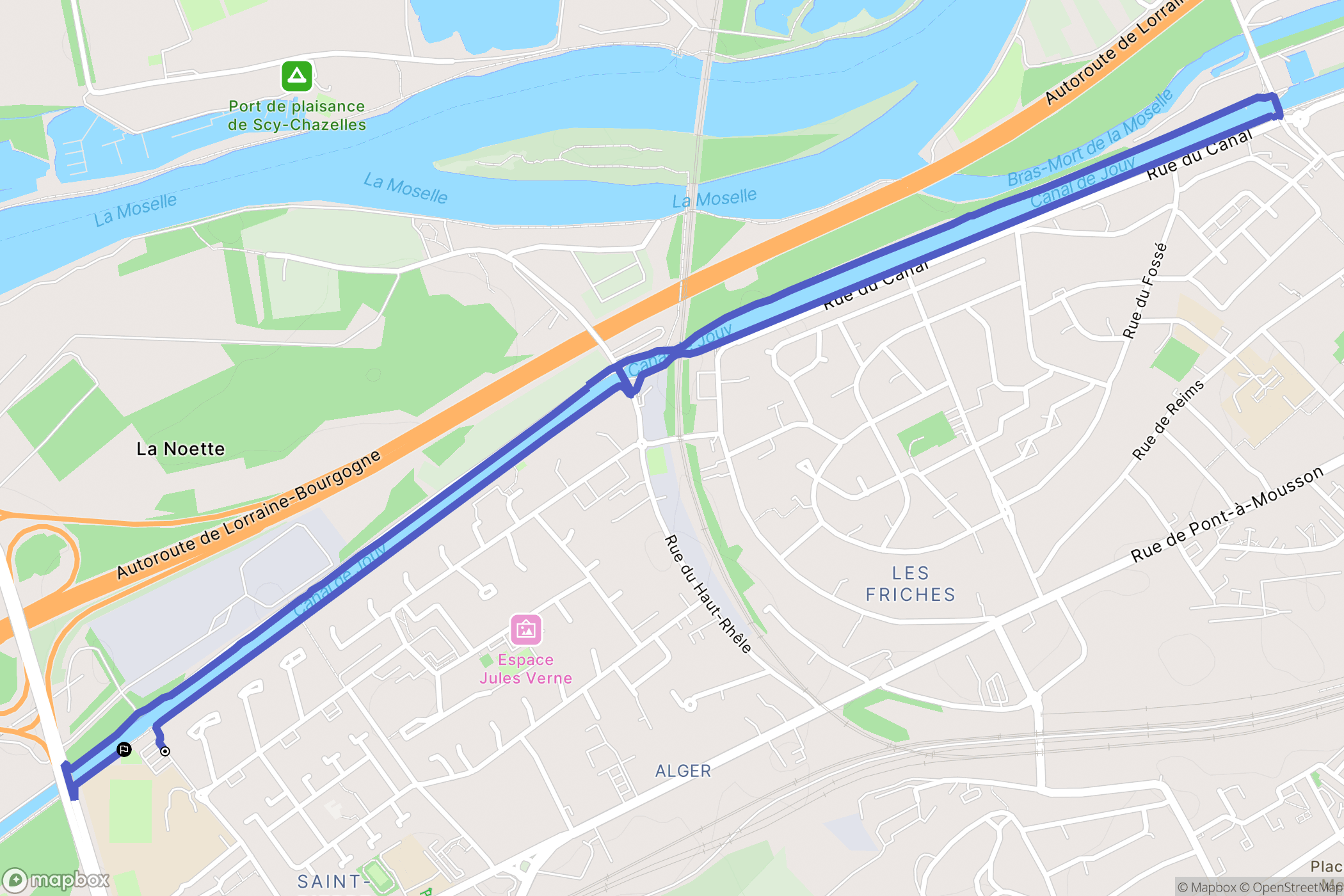 Moulins-lès-Metz : carte du parcours de randonnée - France