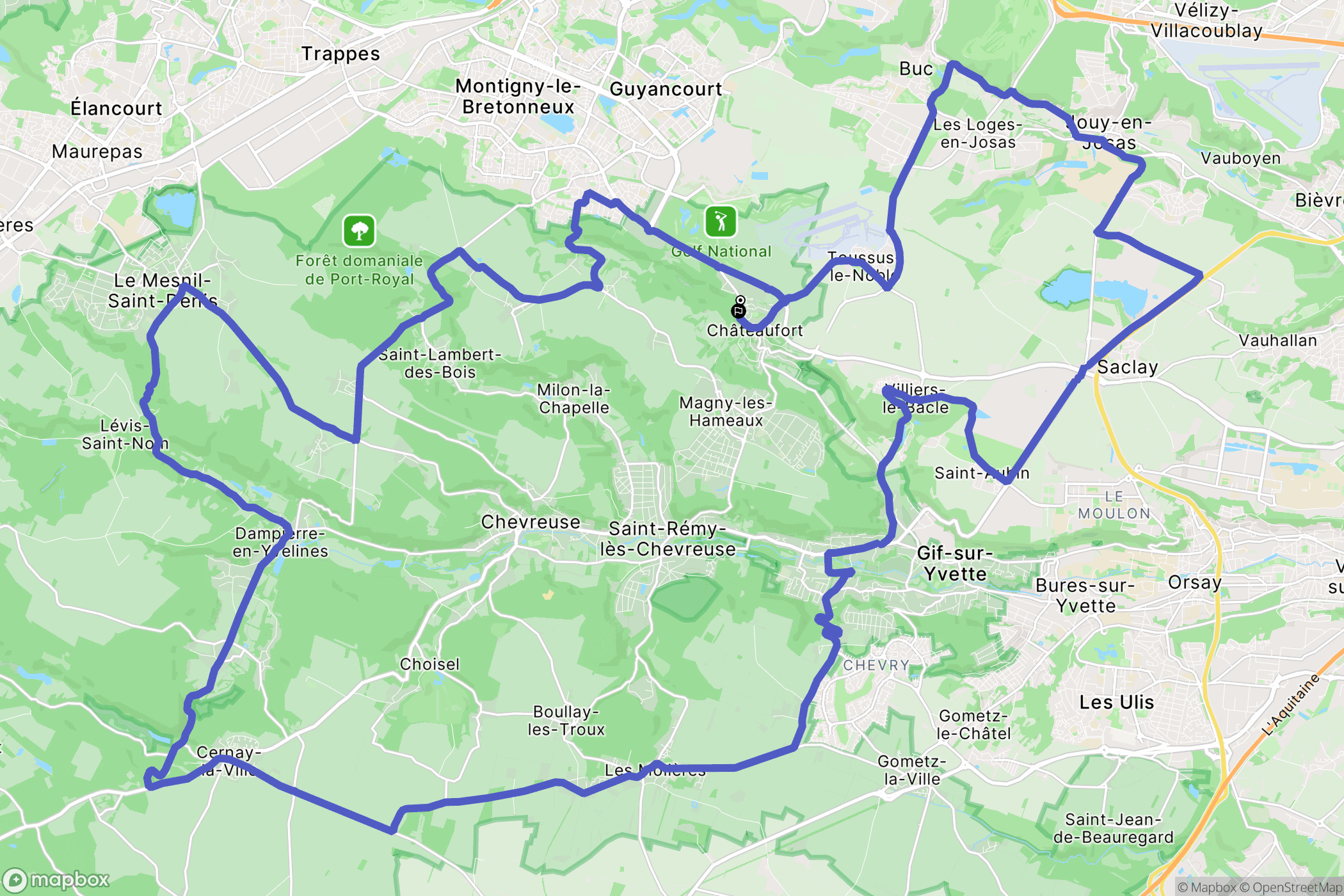Châteaufort : carte du parcours de randonnée - France