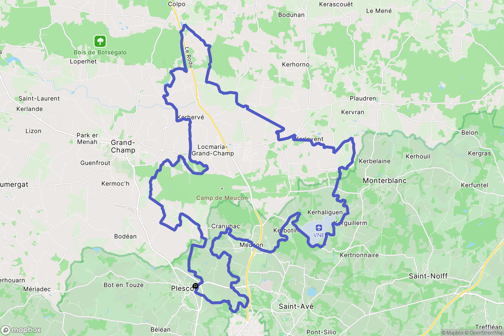 Plescop : carte du parcours de randonnée - France