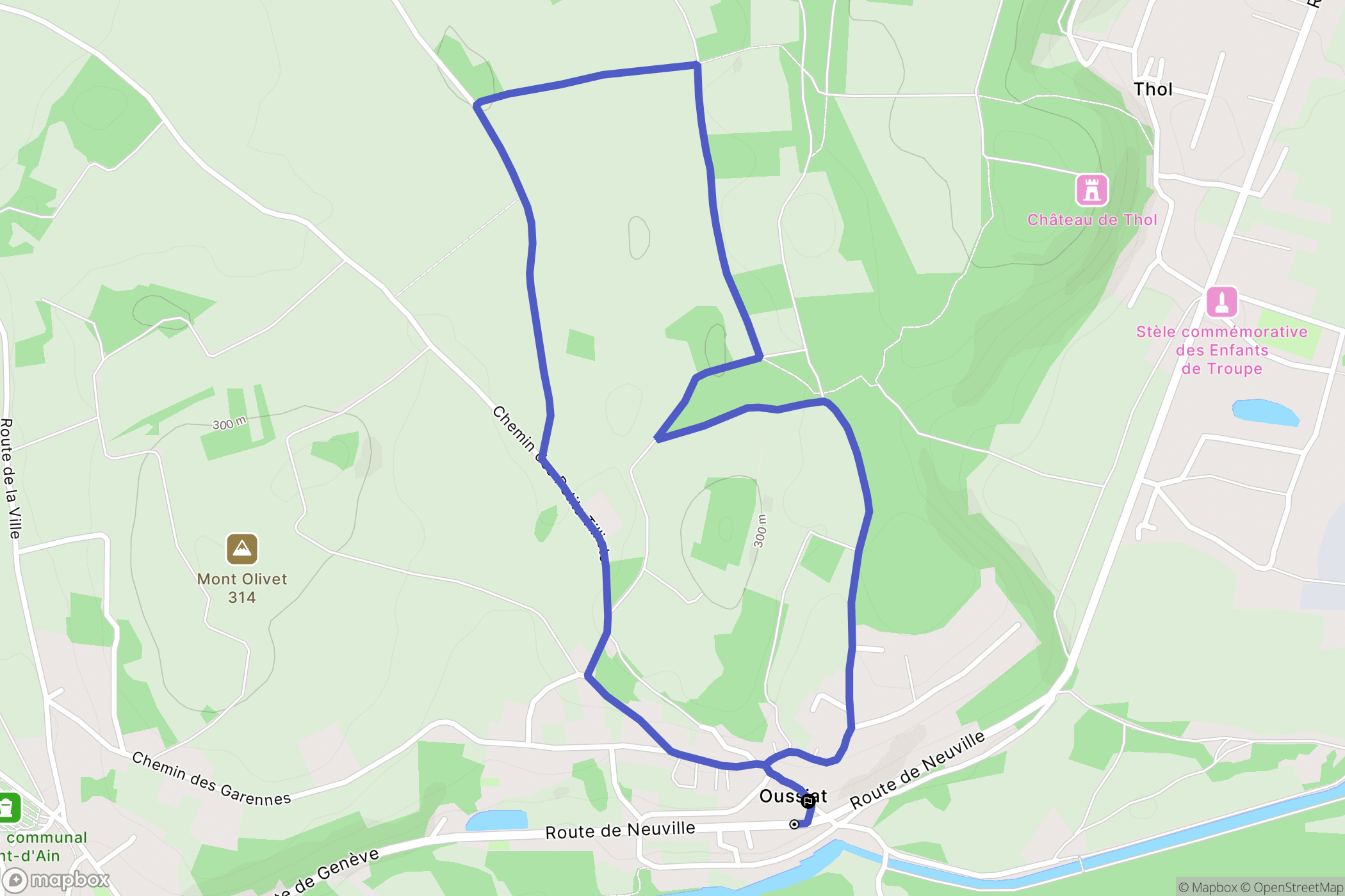 Pont-d'Ain : carte du parcours de randonnée - France