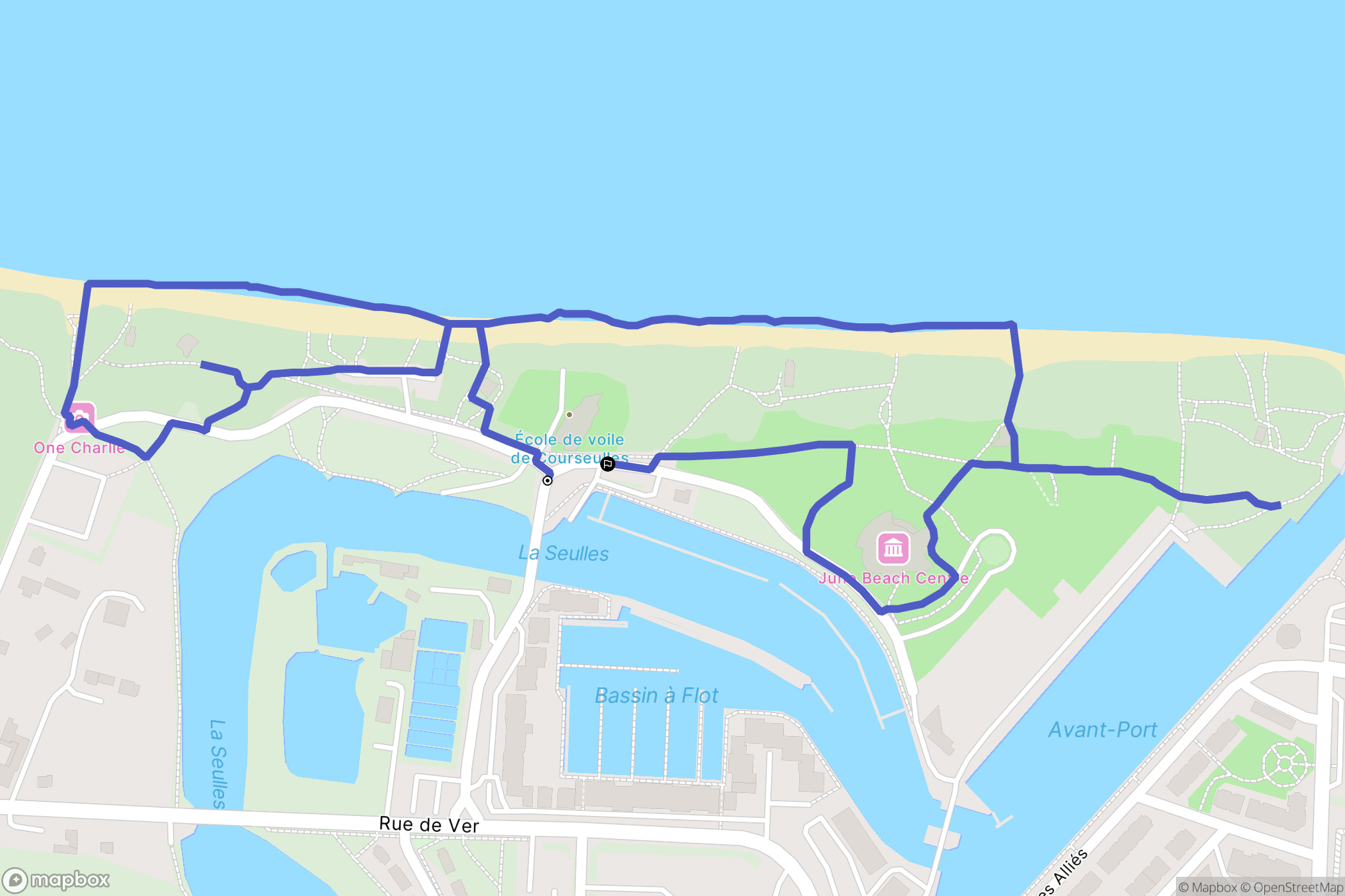 Courseulles-sur-Mer : carte du parcours de randonnée - France