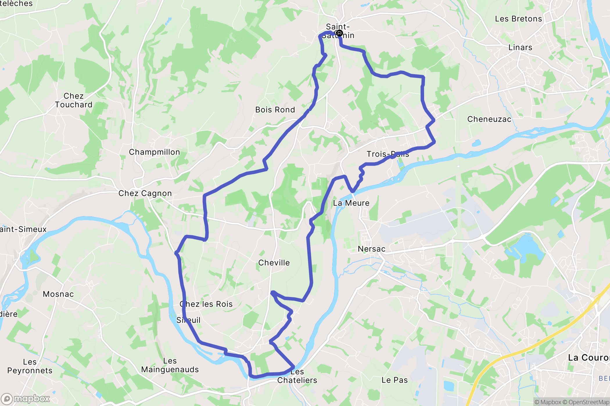 Saint-Saturnin : carte du parcours de randonnée - France