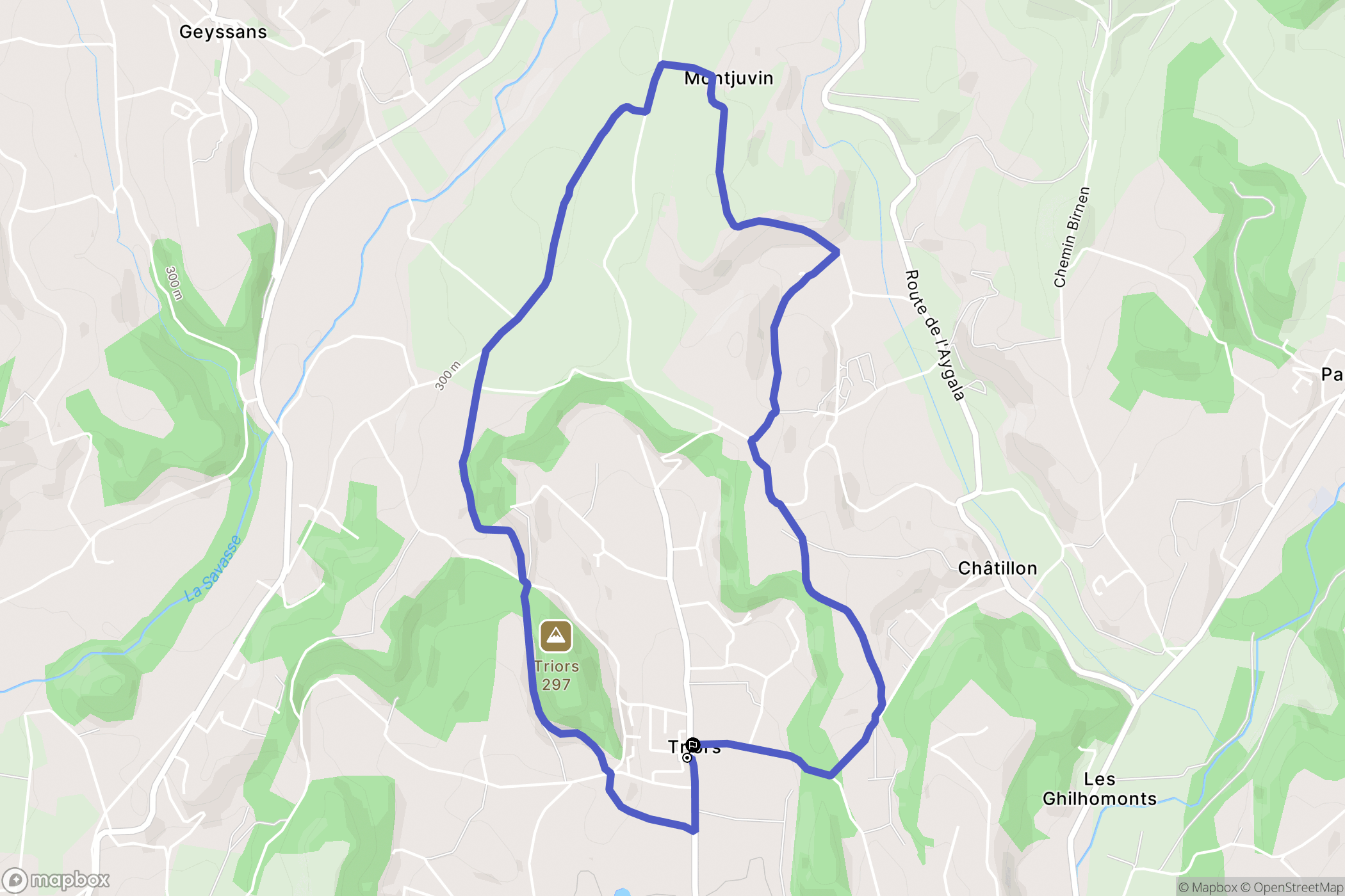 Triors : carte du parcours de randonnée - France