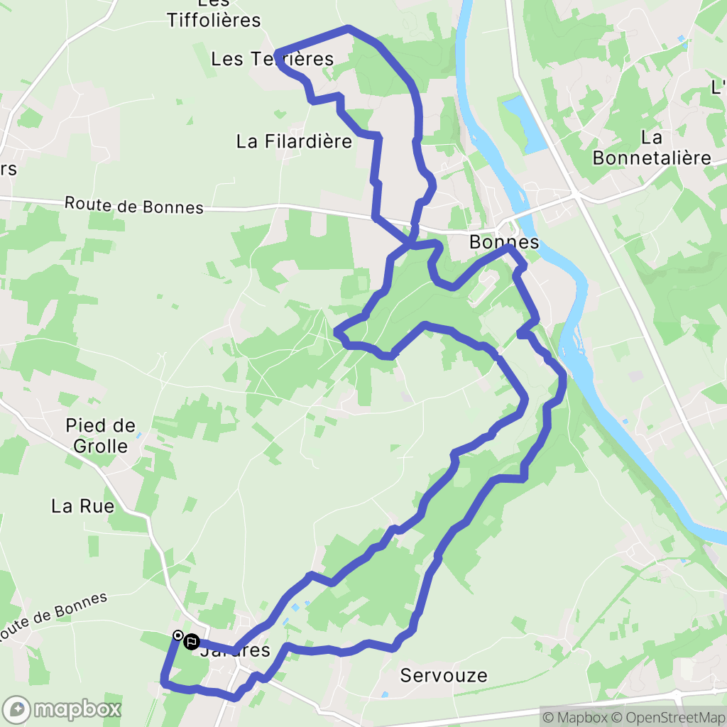 Jardres : carte du parcours de randonnée - France