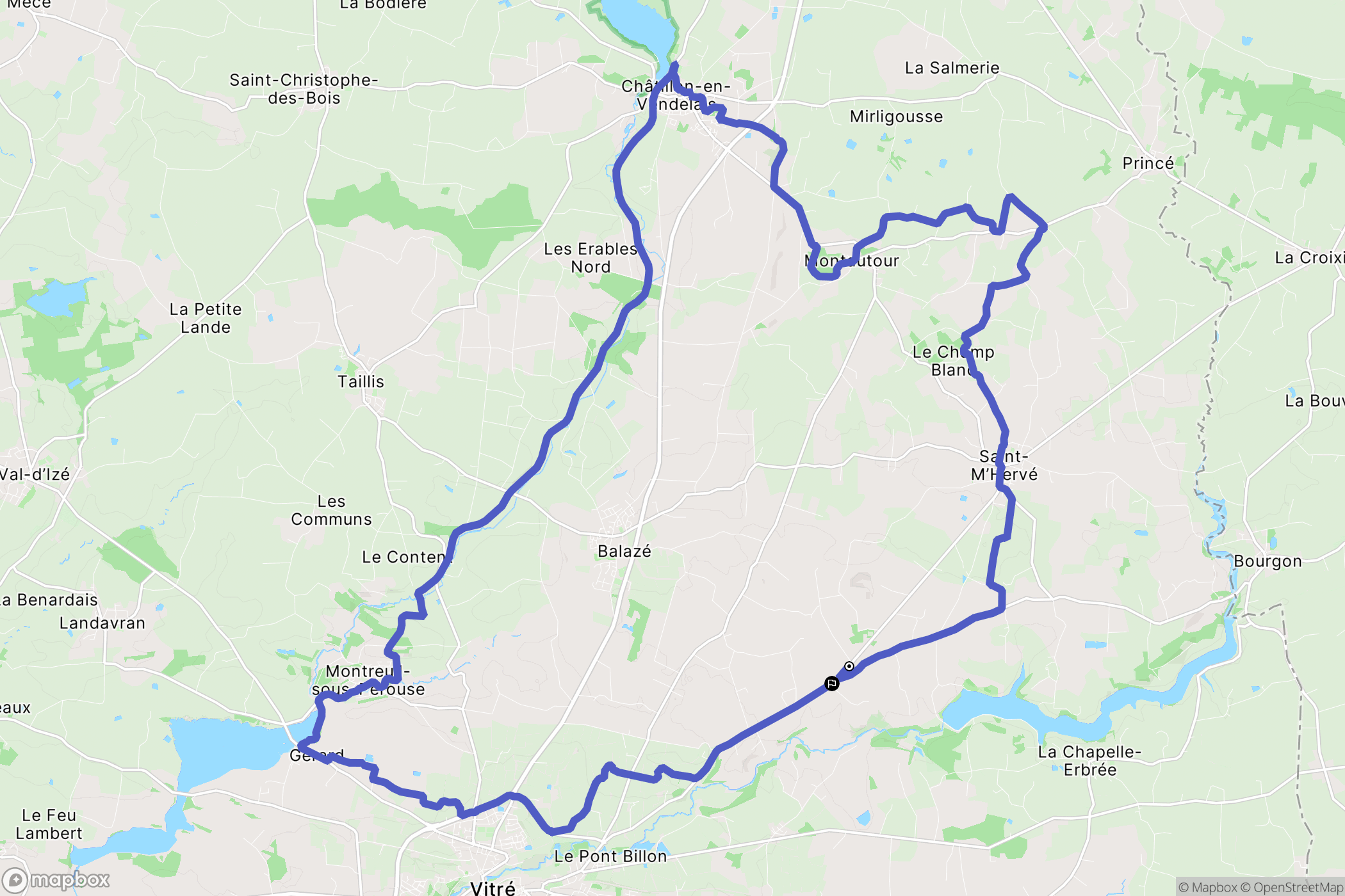Saint-M'Hervé : carte du parcours de randonnée - France