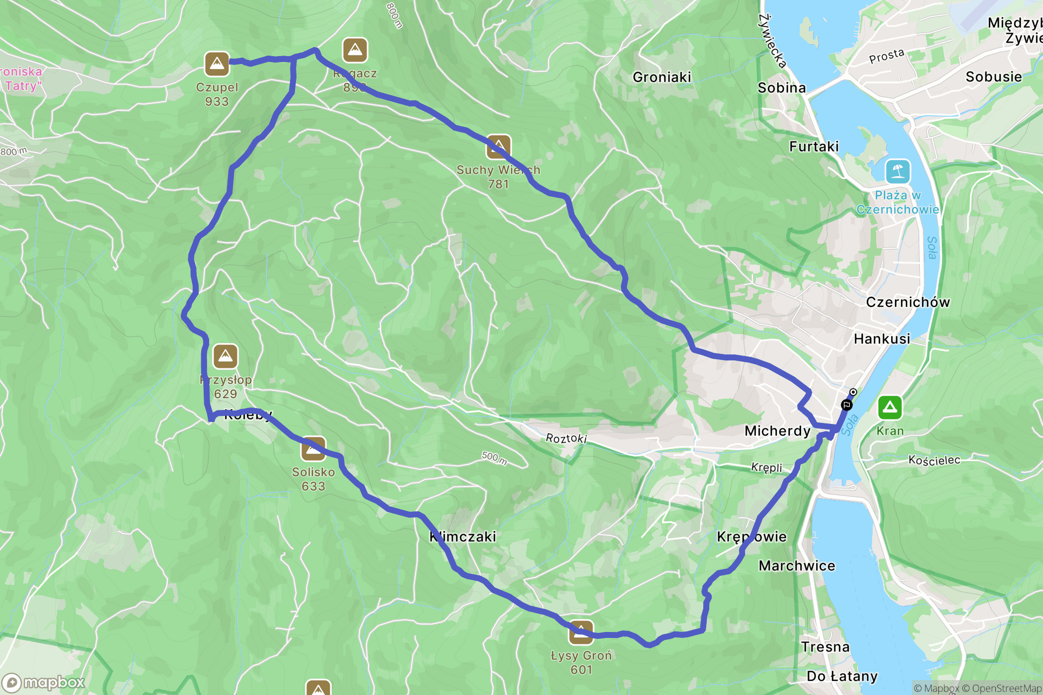 Czernichów: mapa trasy - Poland