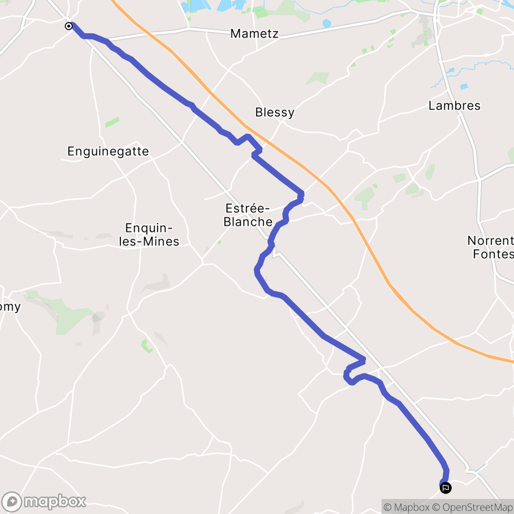 Thérouanne : carte du parcours de randonnée - France