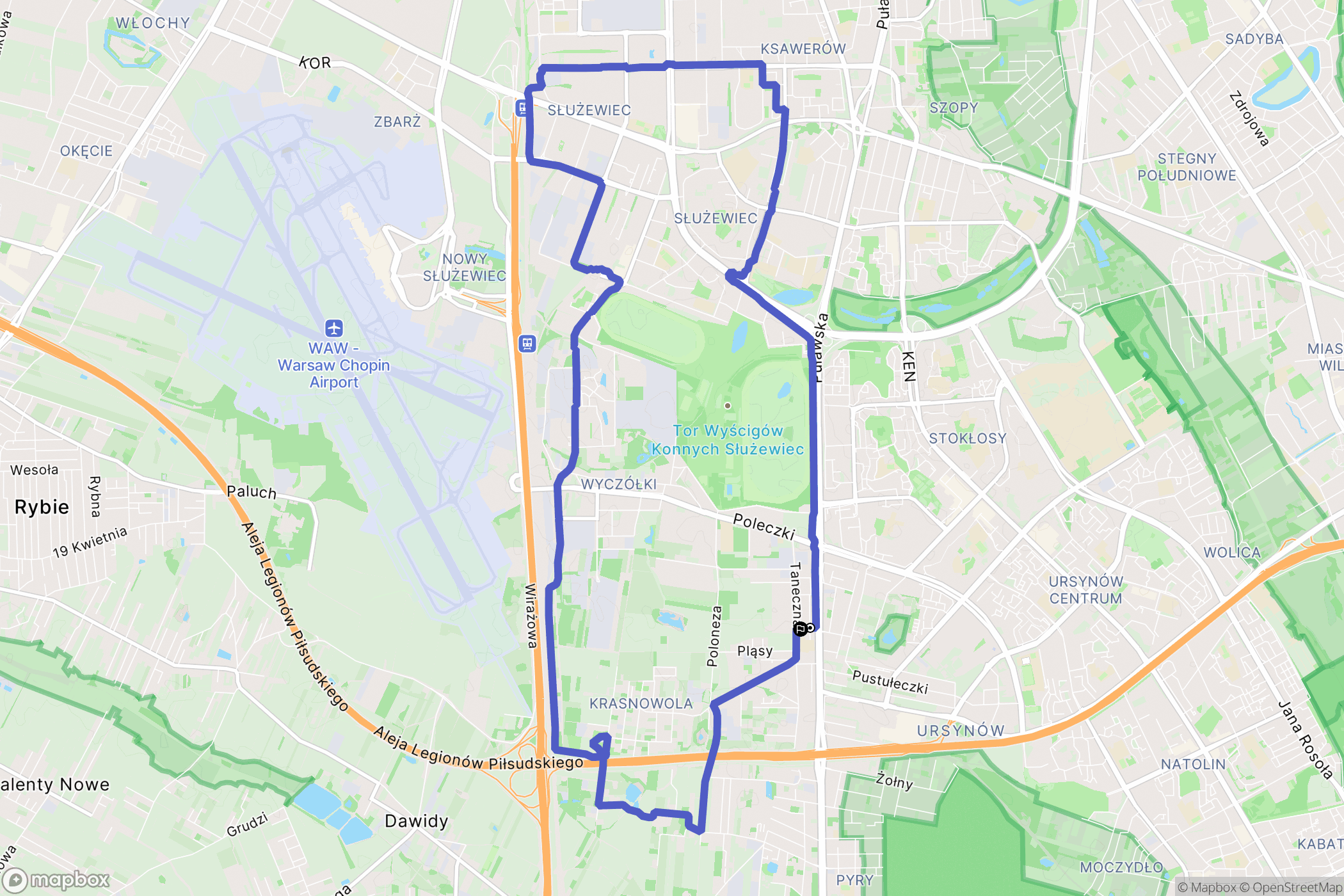 Warszawa: mapa trasy - Poland