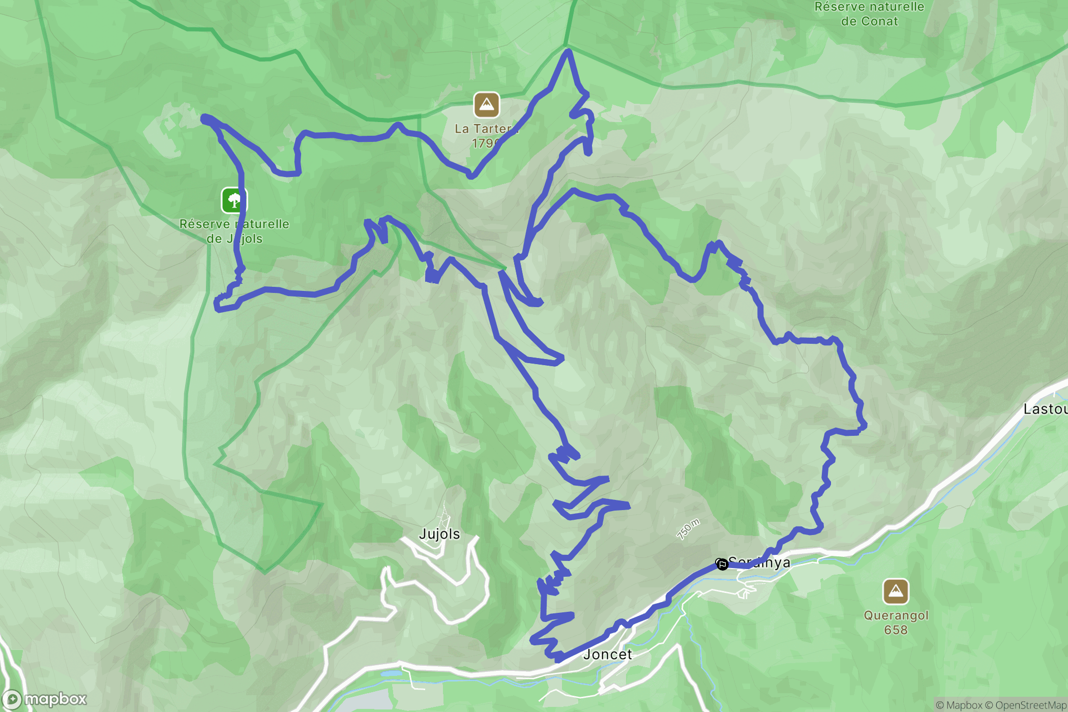 Serdinya : carte du parcours de randonnée - France