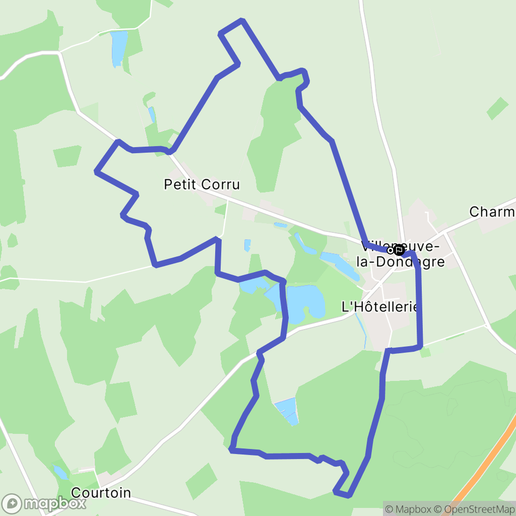 Villeneuve-la-Dondagre : carte du parcours de randonnée - France