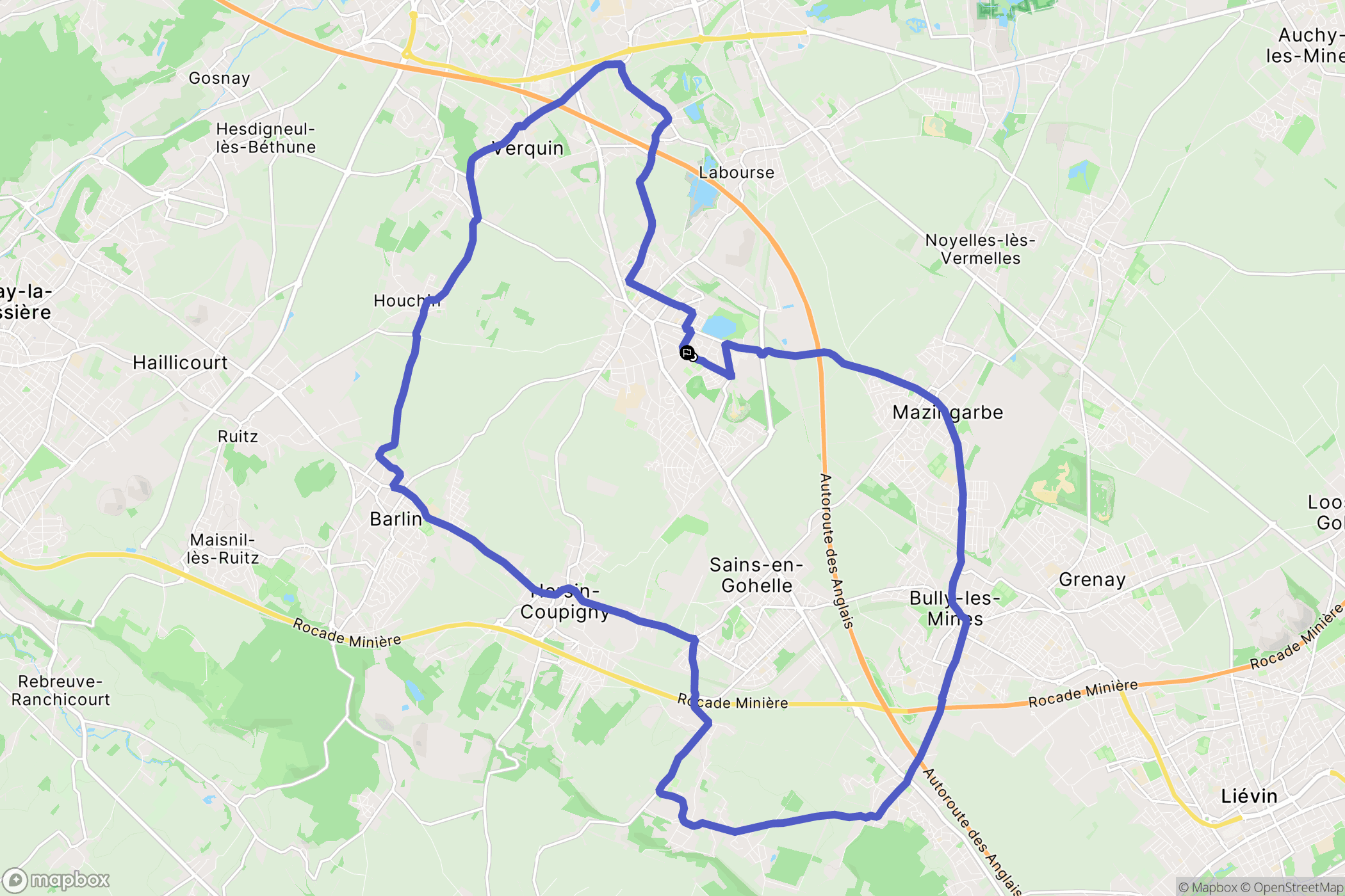 Nœux-les-Mines : carte du parcours de randonnée - France