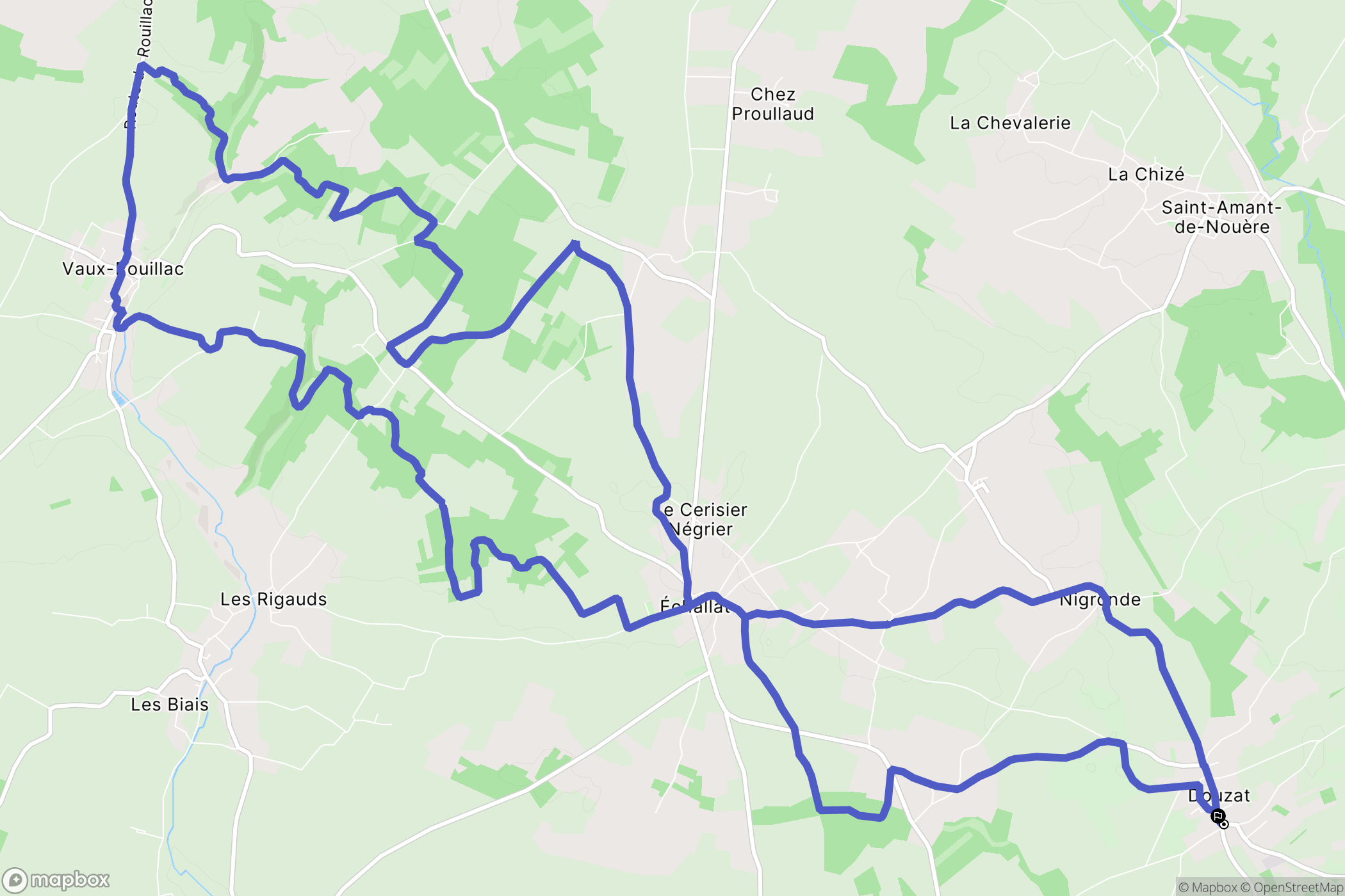Douzat : carte du parcours de randonnée - France