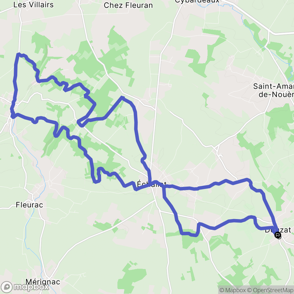 Douzat : carte du parcours de randonnée - France