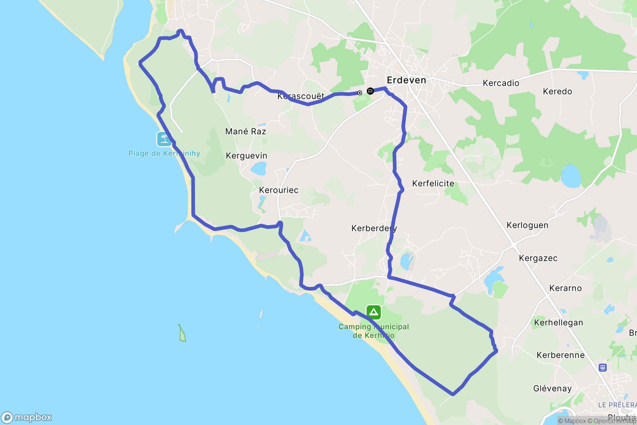Erdeven : carte du parcours de randonnée - France