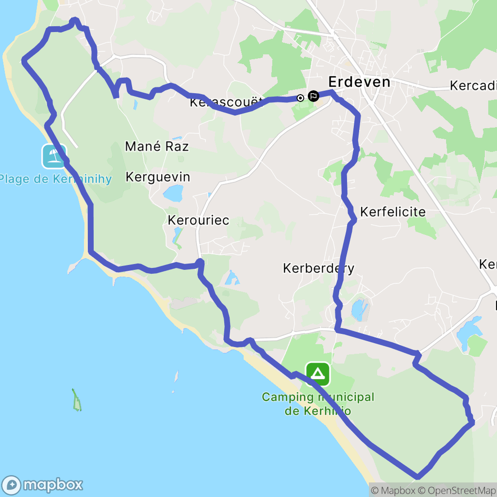 Erdeven : carte du parcours de randonnée - France