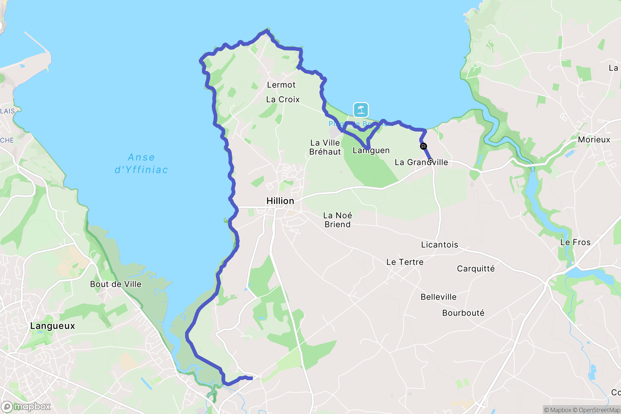 Hillion : carte du parcours de randonnée - France