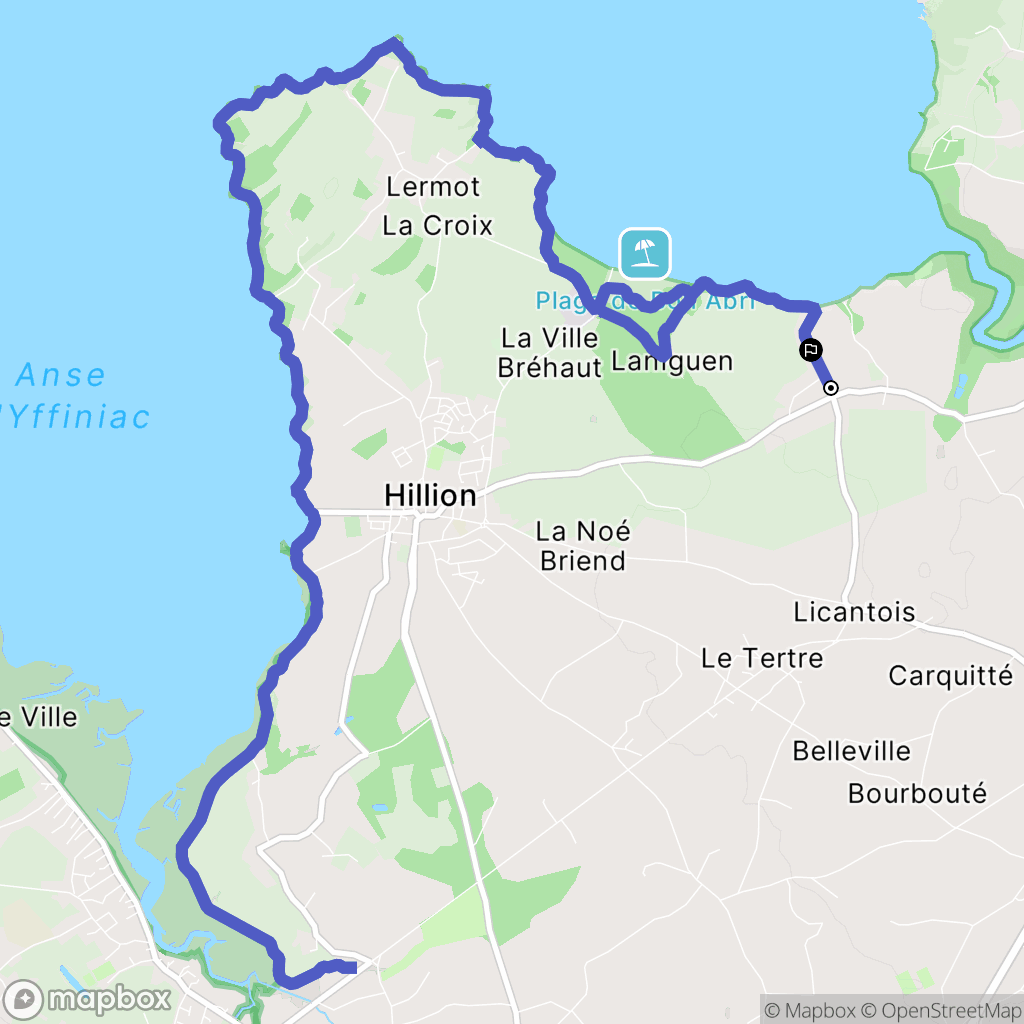 Hillion : carte du parcours de randonnée - France