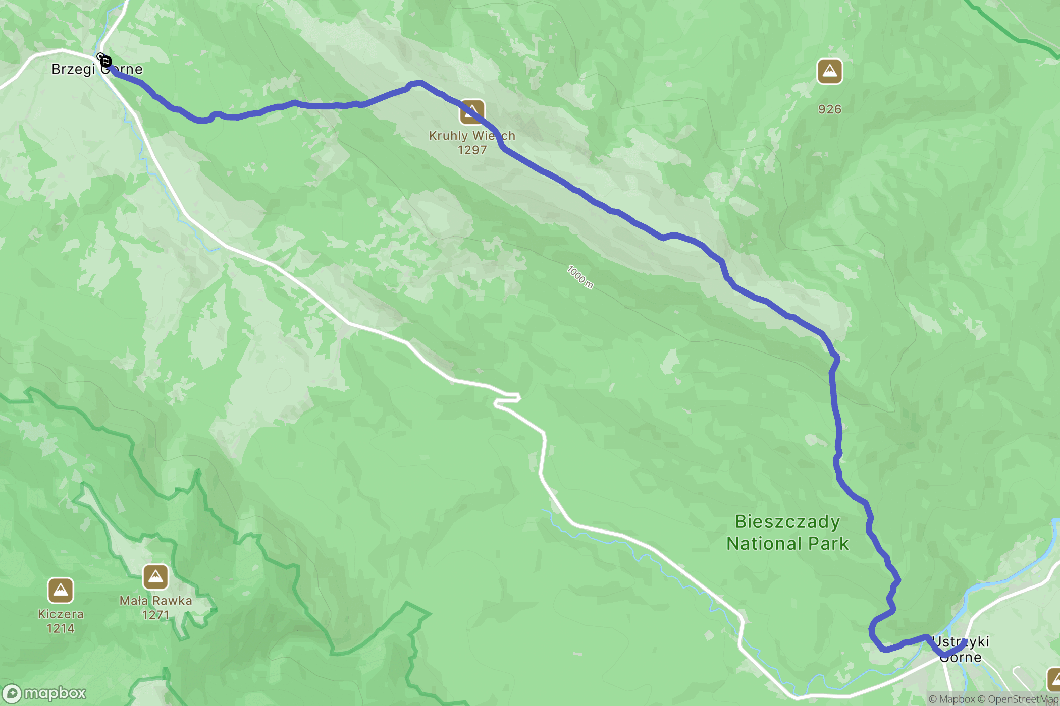 Brzegi Górne: mapa trasy - Poland