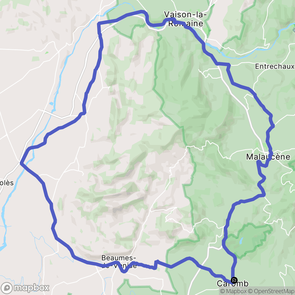 Caromb : carte du parcours de randonnée - France