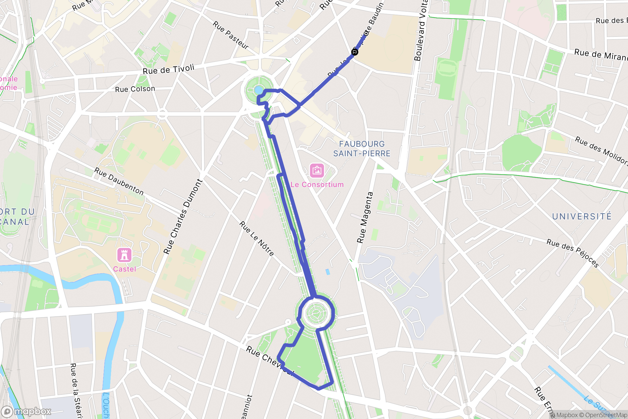 Dijon : carte du parcours de randonnée - France