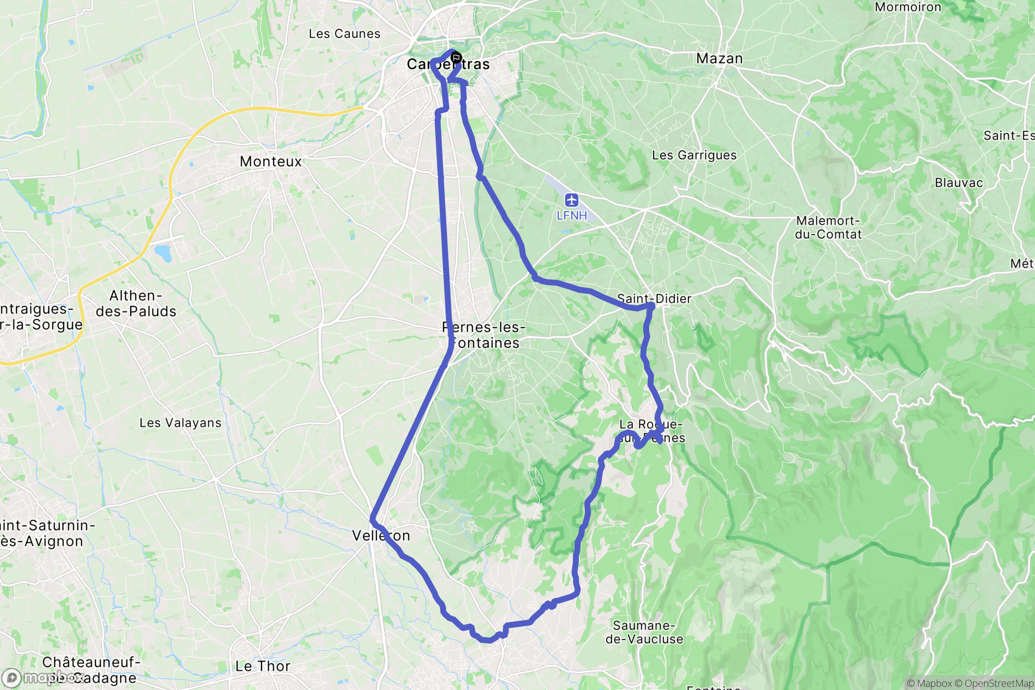 Carpentras : carte du parcours de randonnée - France