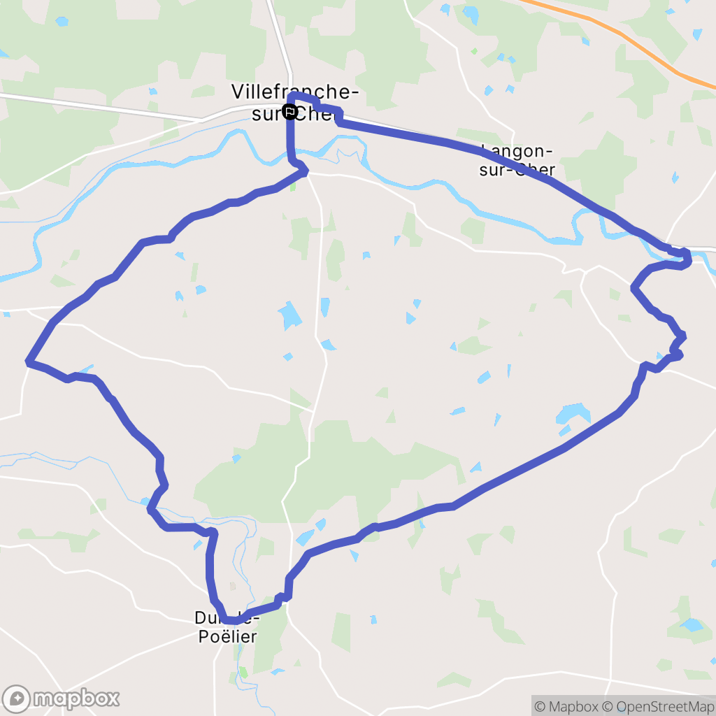 Villefranche-sur-Cher : carte du parcours de randonnée - France