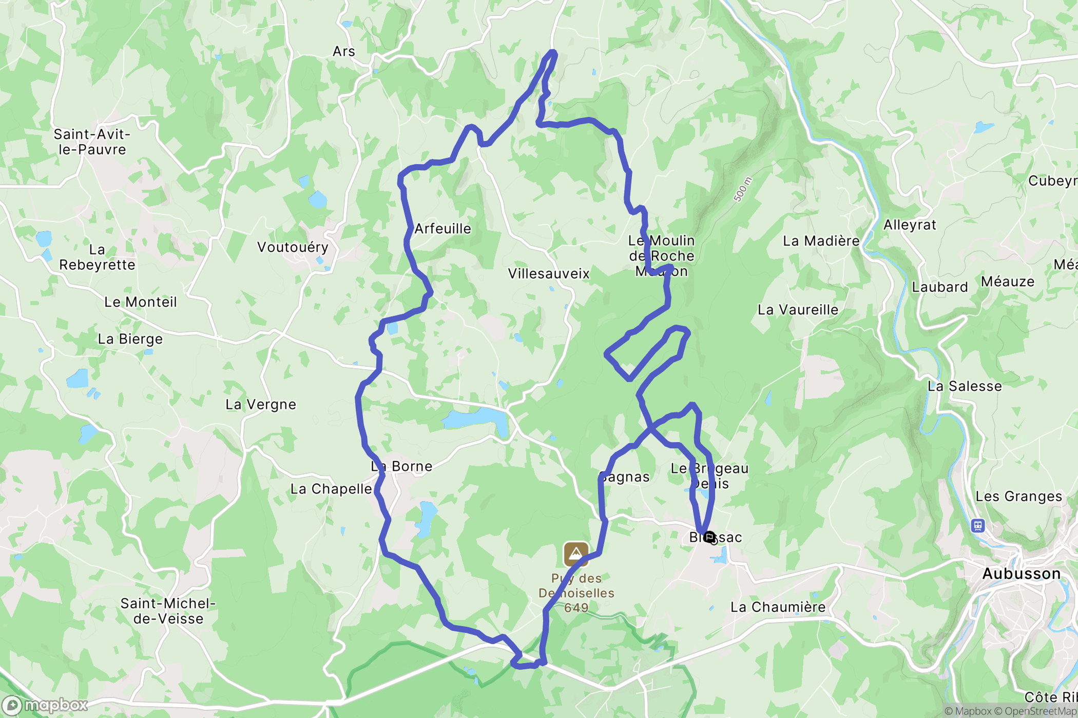 Blessac : carte du parcours de randonnée - France