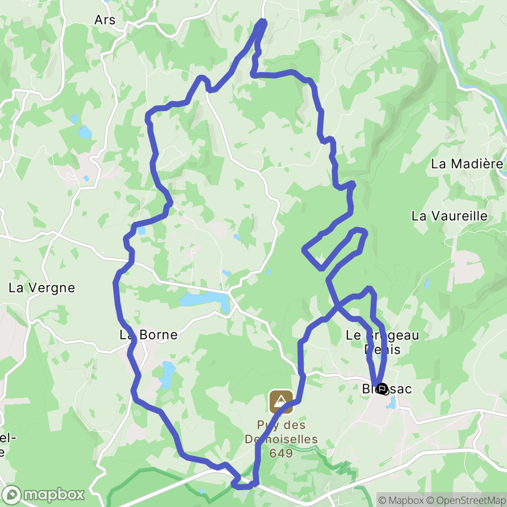 Blessac : carte du parcours de randonnée - France