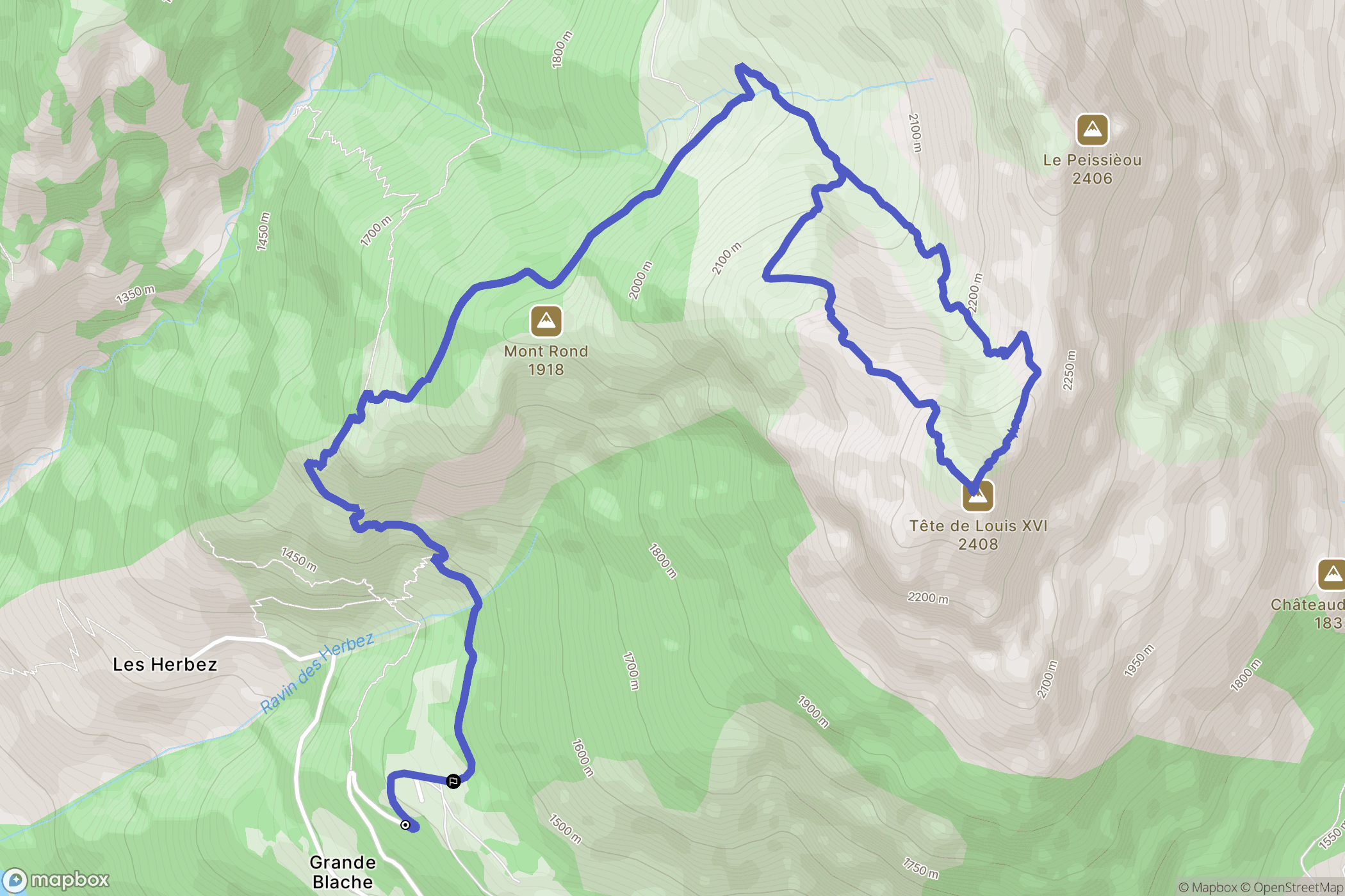 Méolans-Revel : carte du parcours de randonnée - France