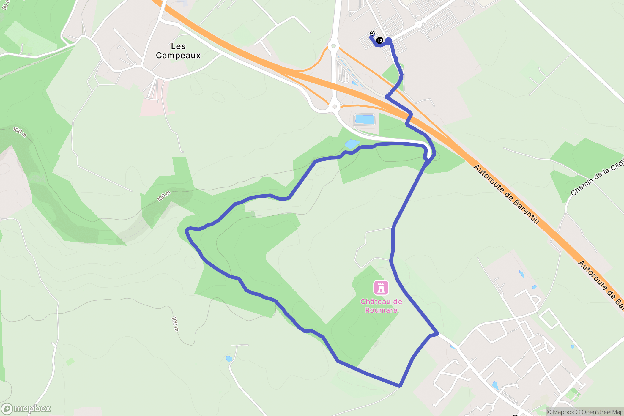 Barentin : carte du parcours de randonnée - France