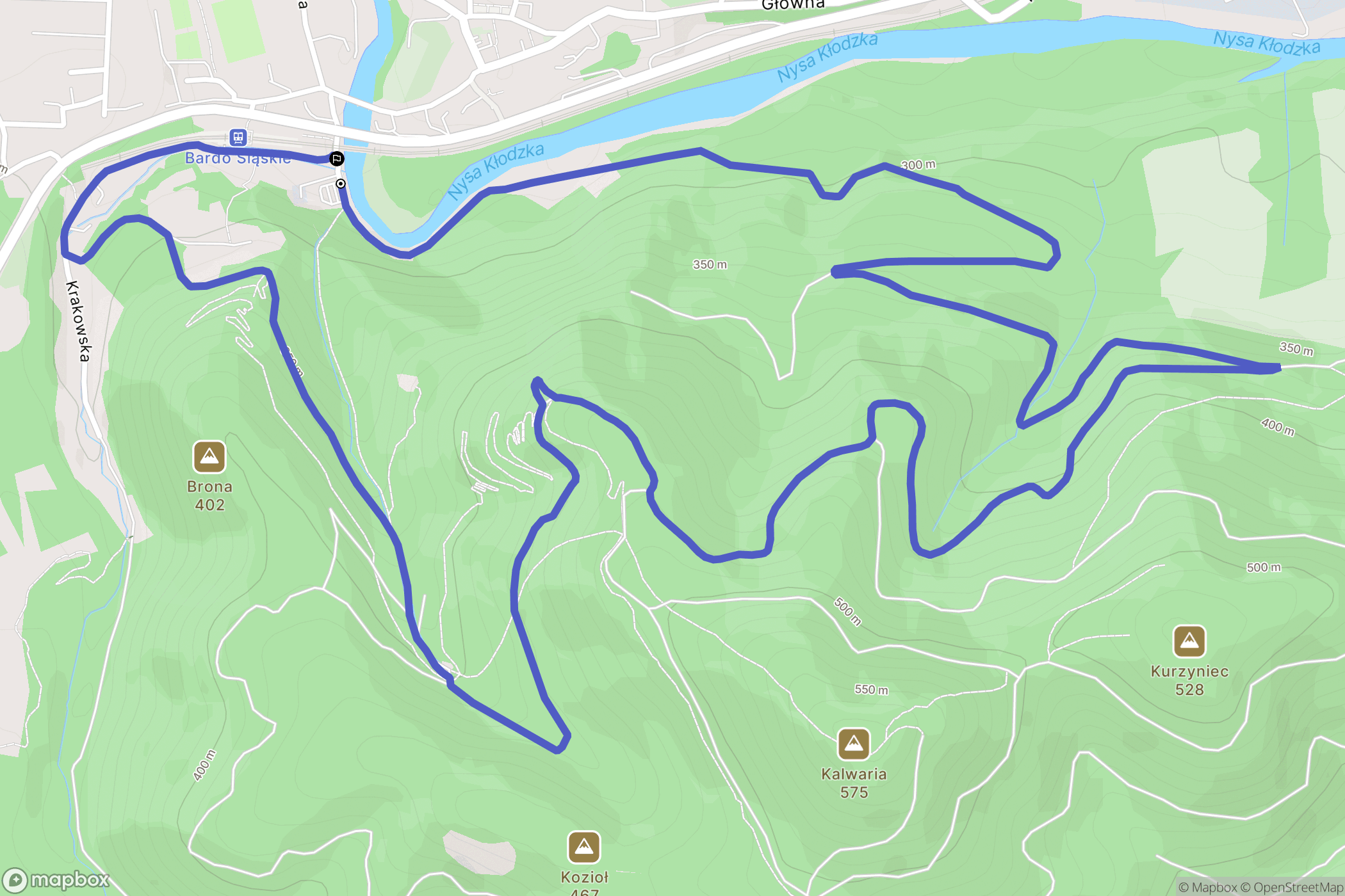 Bardo: mapa trasy - Poland