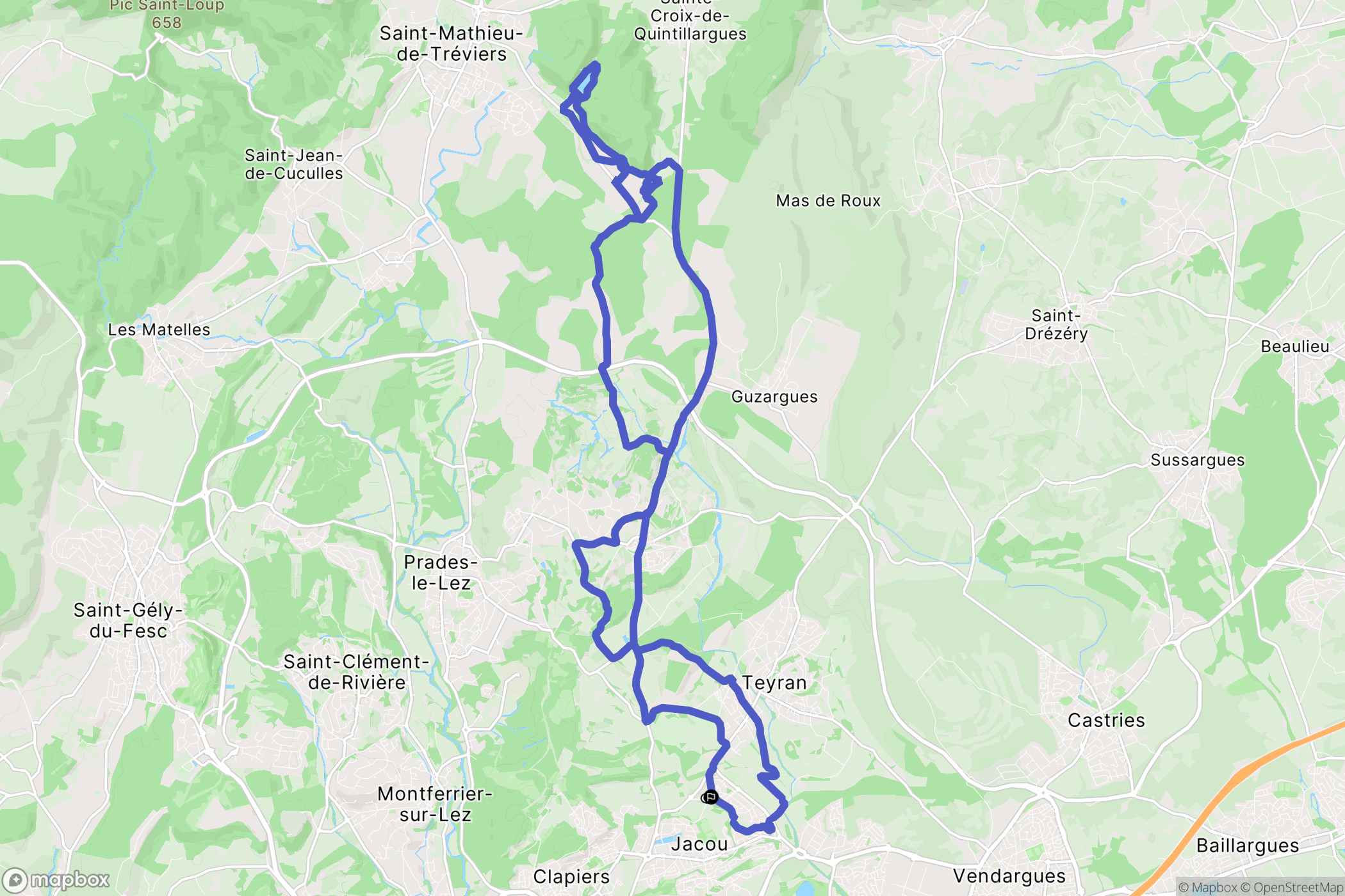 Jacou : carte du parcours de randonnée - France
