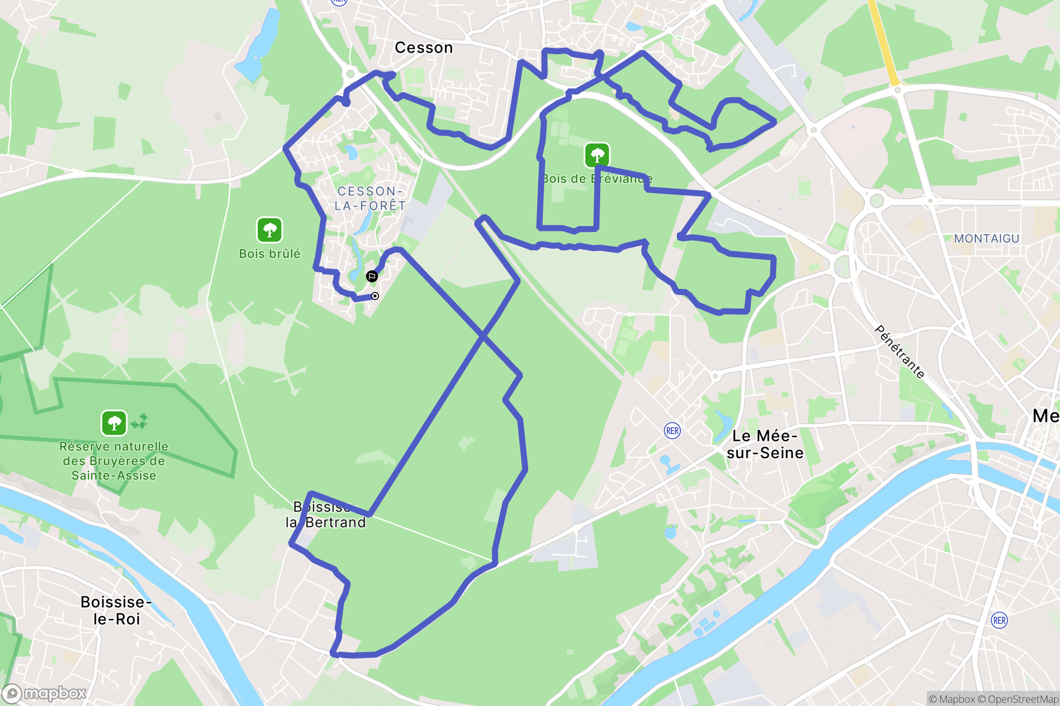 Cesson : carte du parcours de randonnée - France