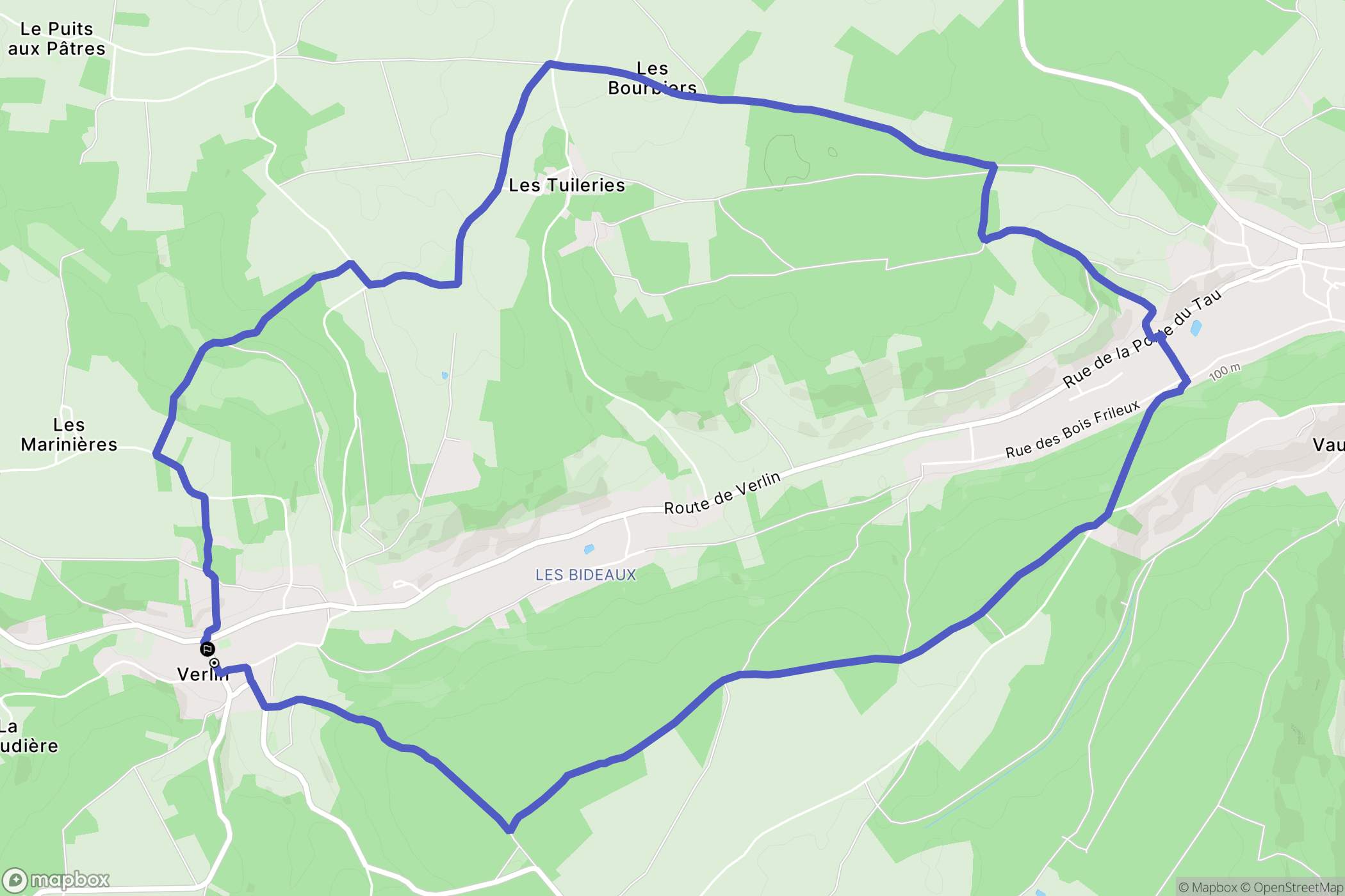 Verlin : carte du parcours de randonnée - France