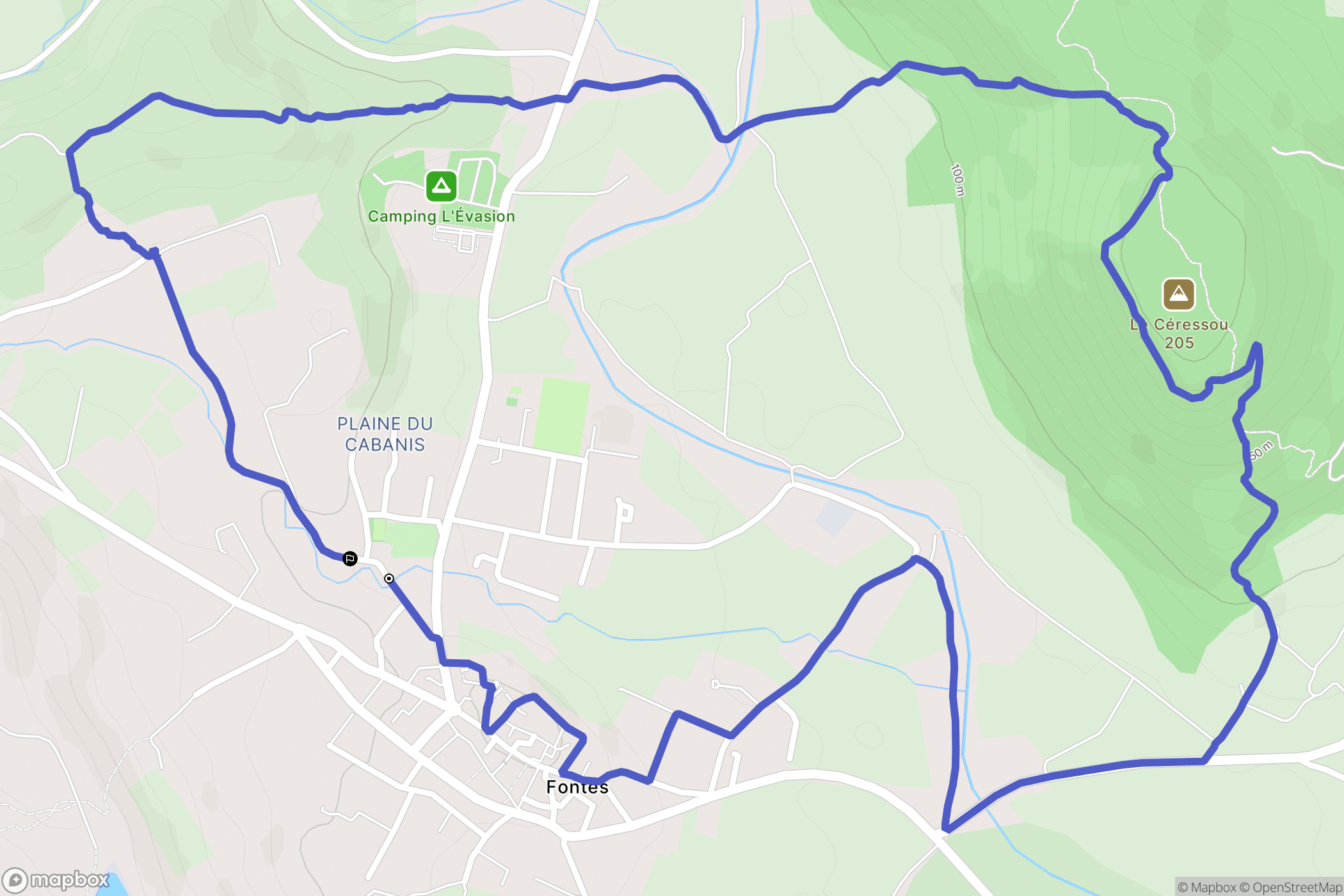 Fontès : carte du parcours de randonnée - France