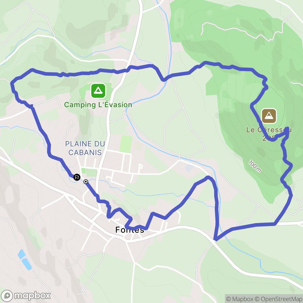 Fontès : carte du parcours de randonnée - France