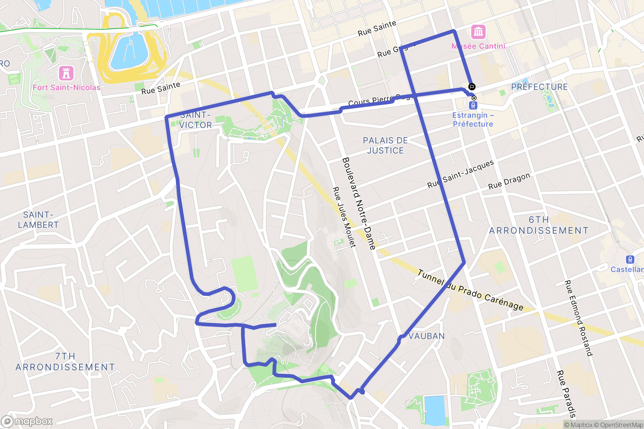 Marseille : carte du parcours de randonnée - France