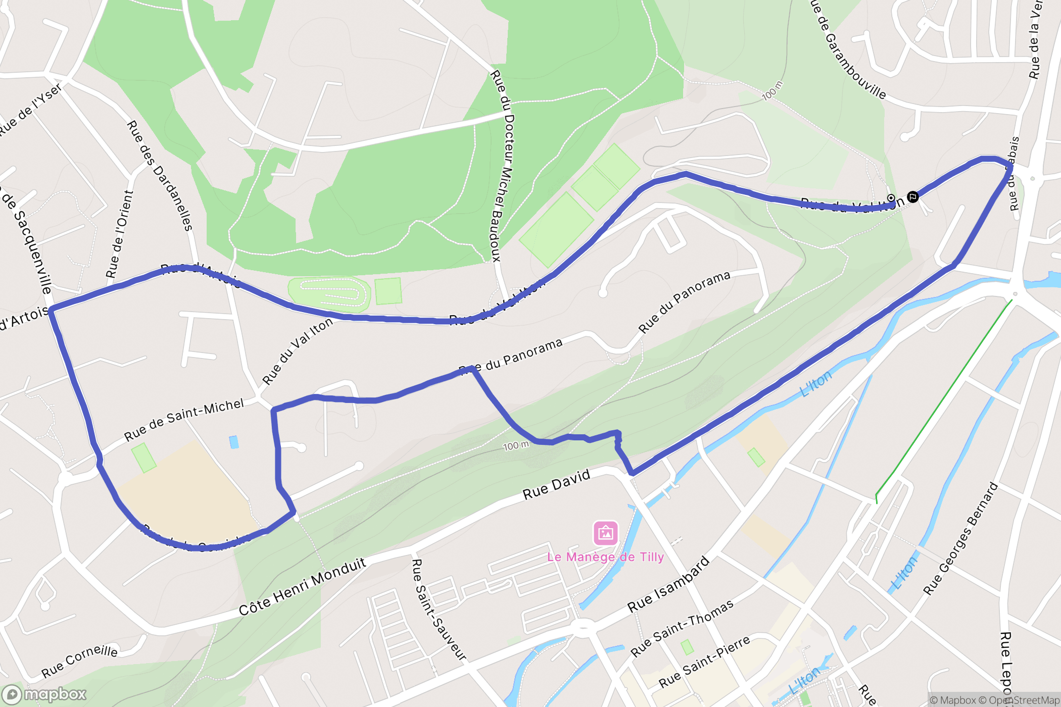 Évreux : carte du parcours de randonnée - France