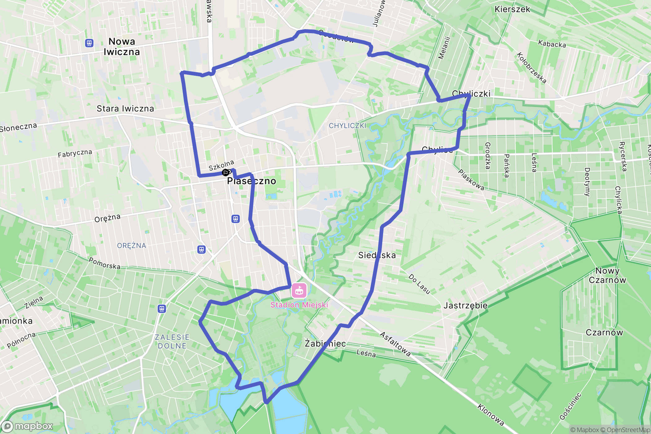 Piaseczno: mapa trasy - Poland