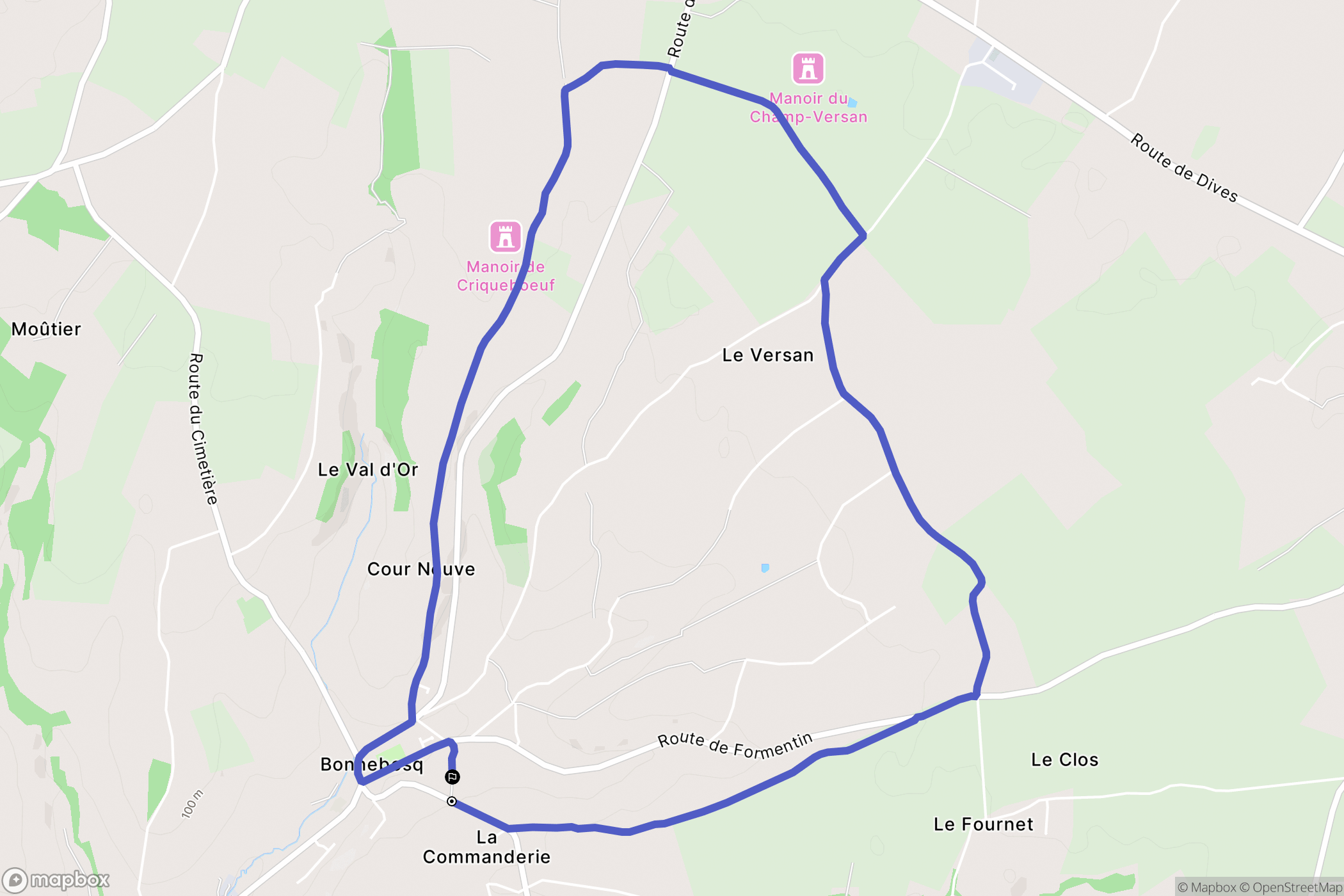 Bonnebosq : carte du parcours de randonnée - France