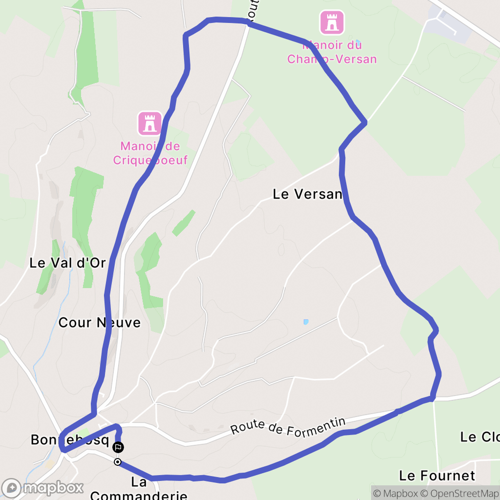 Bonnebosq : carte du parcours de randonnée - France