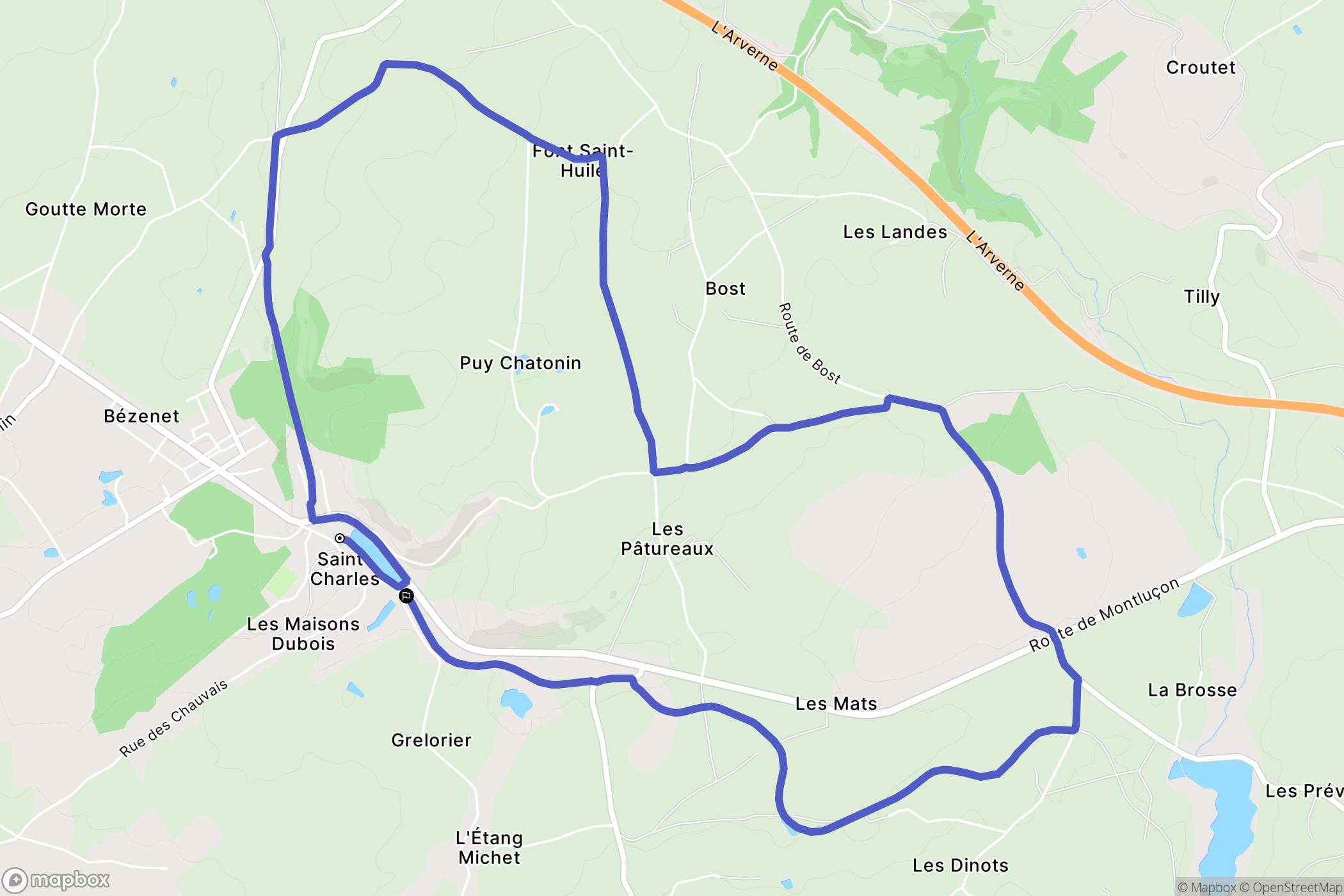 Bézenet : carte du parcours de randonnée - France